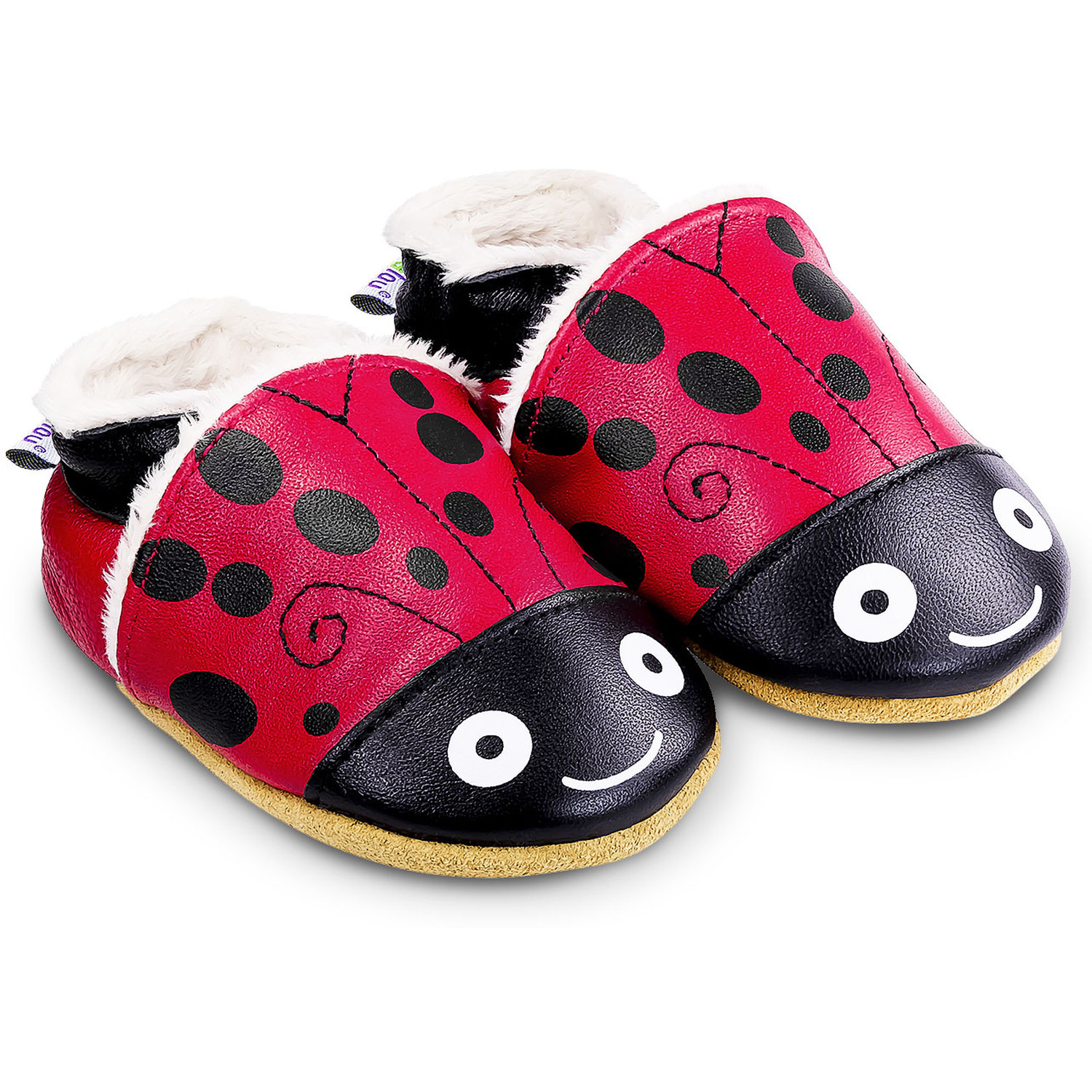 Chaussons cuir souple fourrés Gabrielle la Coccinelle