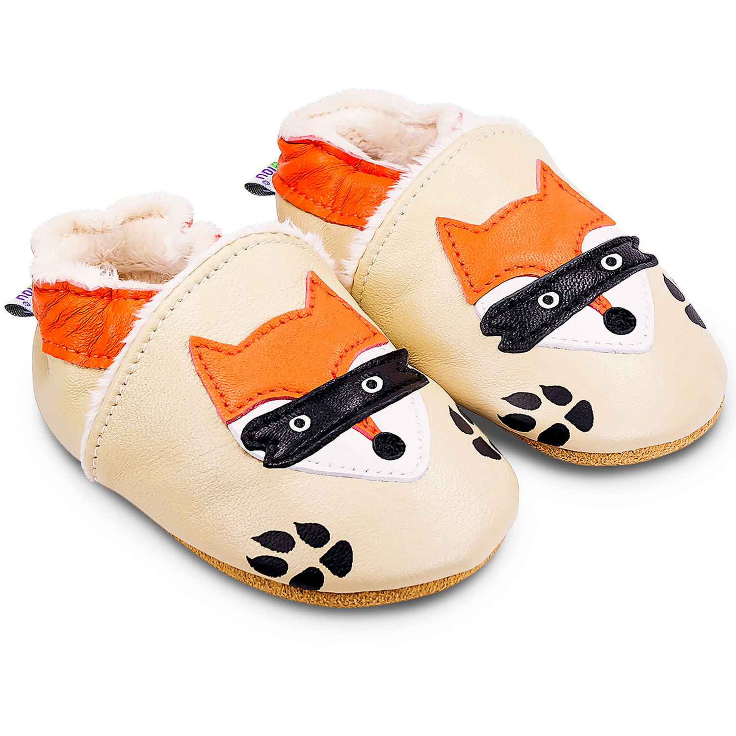 Chaussons cuir souple fourrés Maître Renard