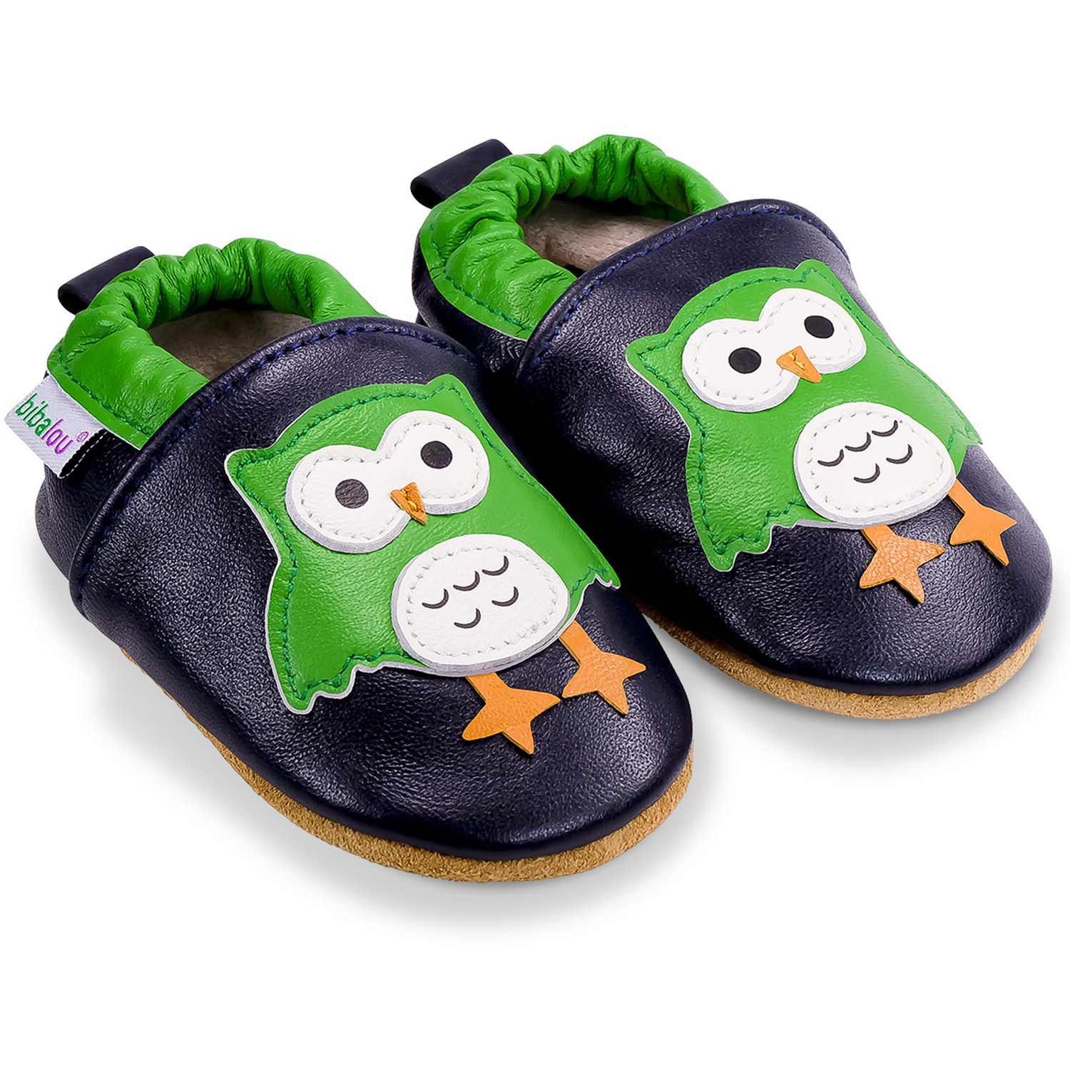 Chaussons bébé en cuir souple Bibalou le Hibou