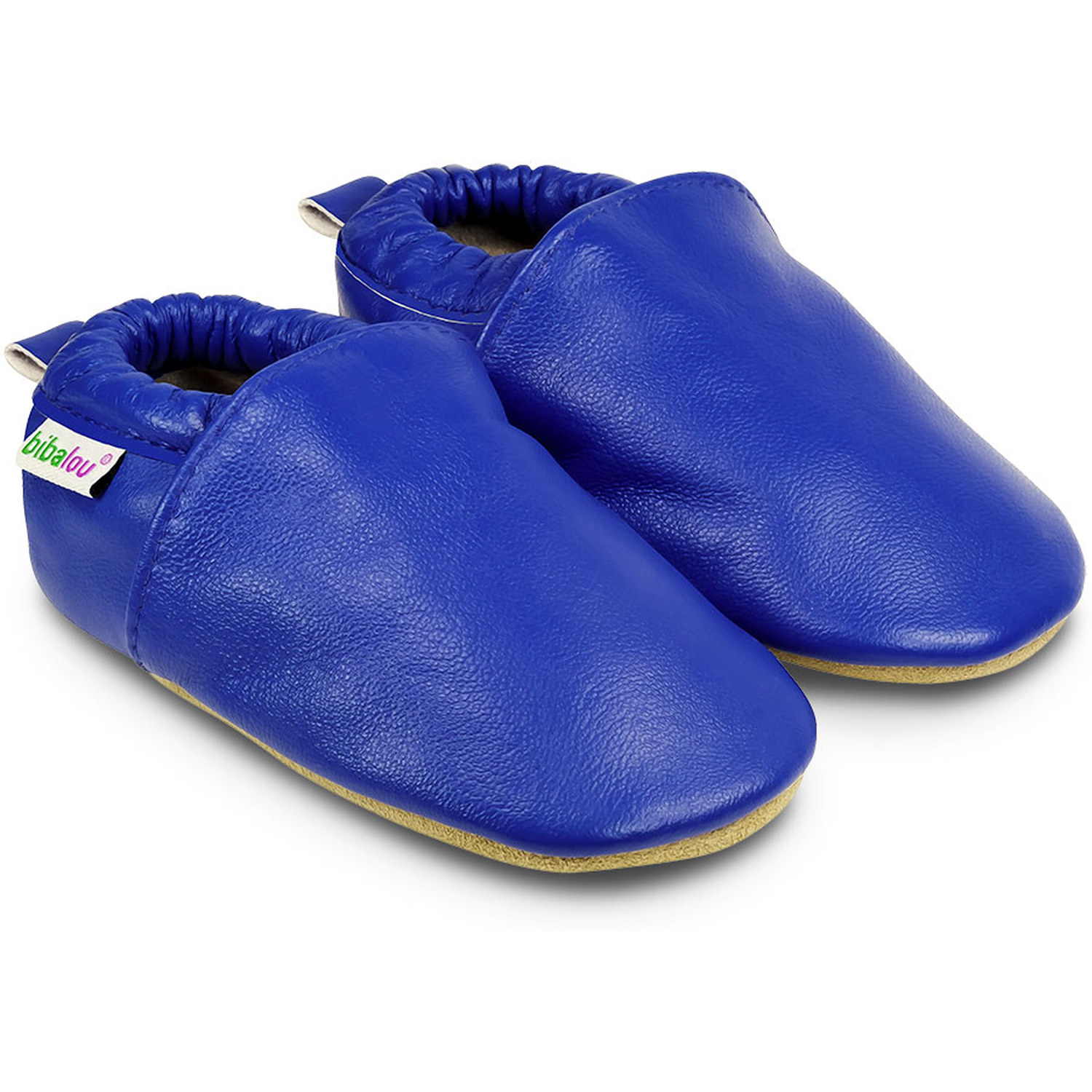 Chaussons en cuir souple Unis - Bleu Electrique
