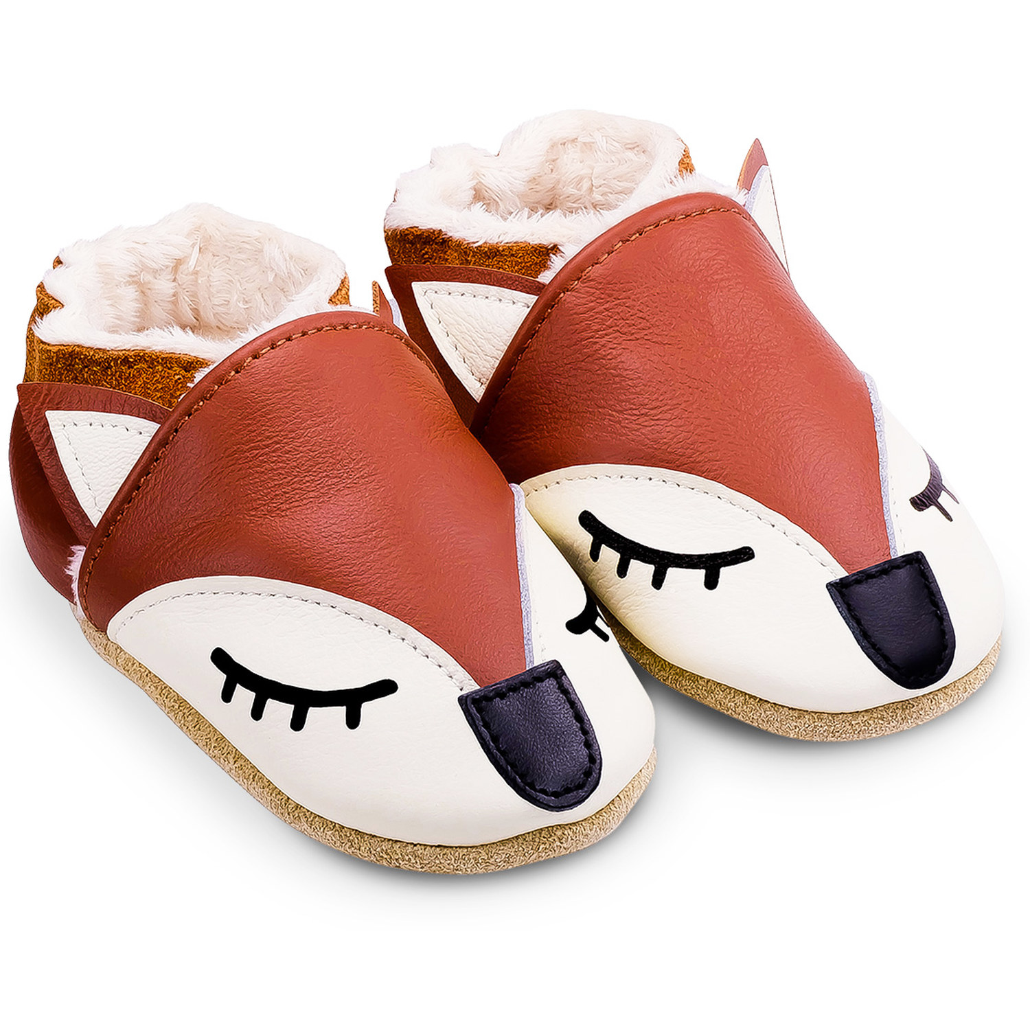 Chaussons fourrés en cuir pour enfant Gaspard le Renard