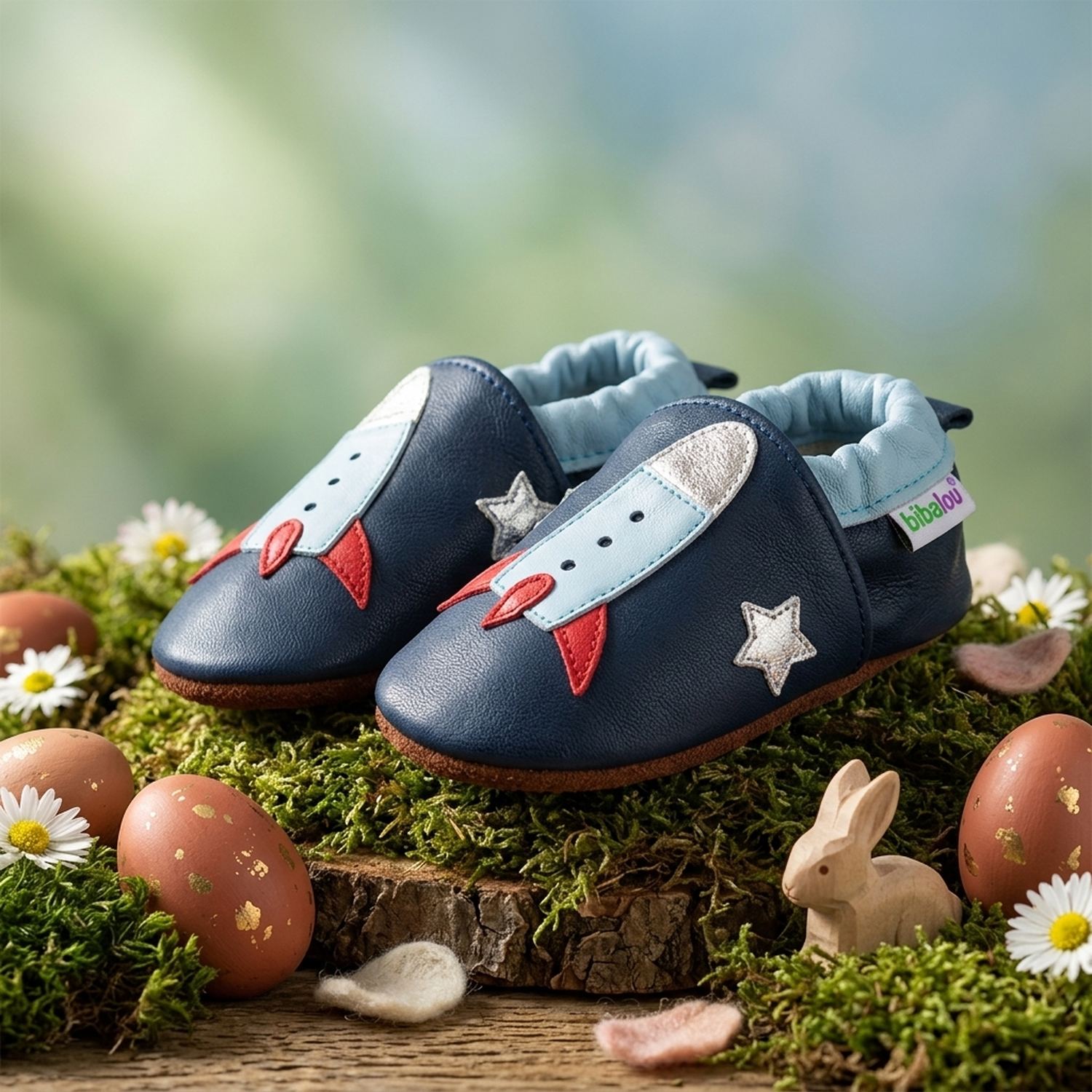 chaussons-bebe-cuir-souple-fusee-spatiale-mise-en-scene-paques-6