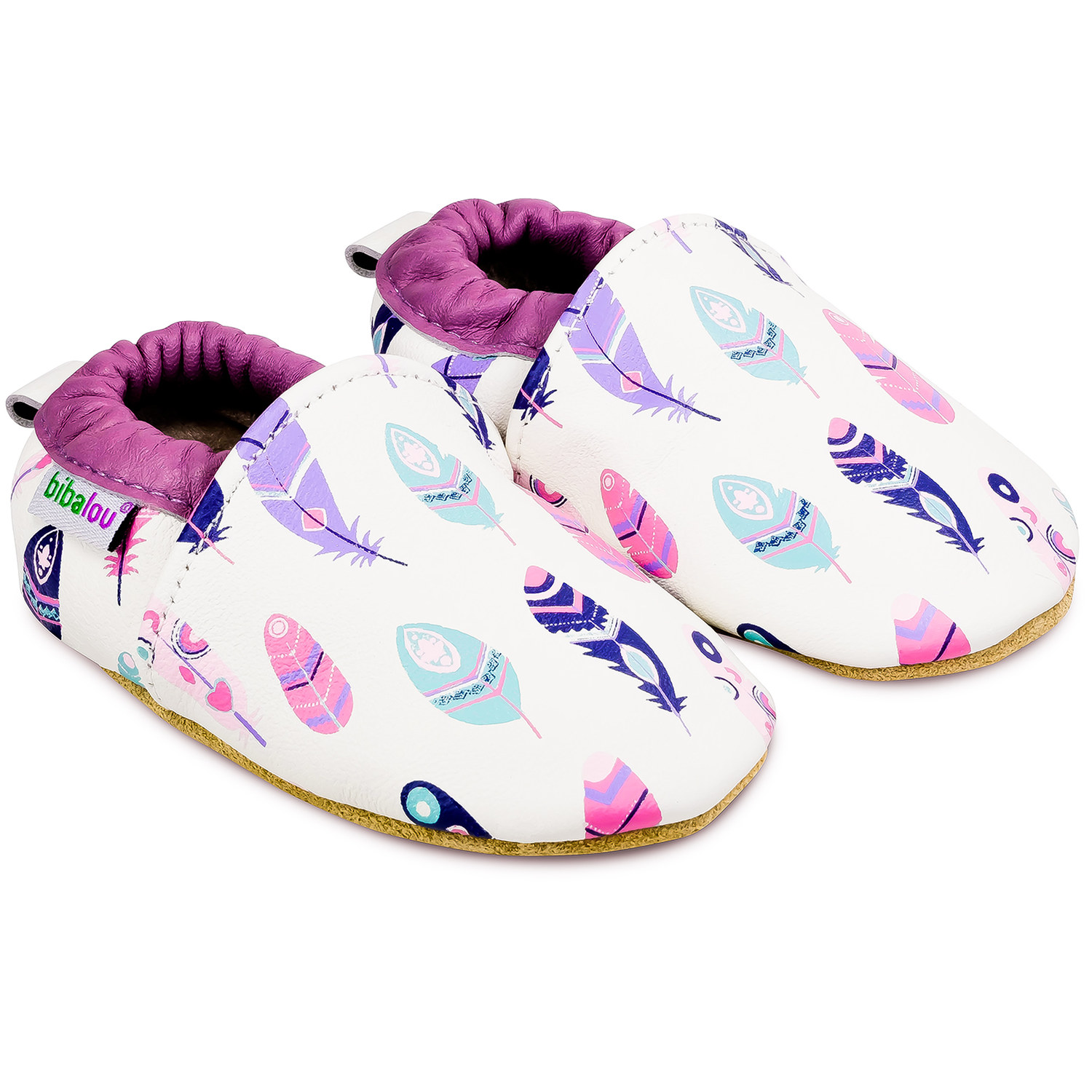 Chaussons bébé en cuir souple Imprimé Indien