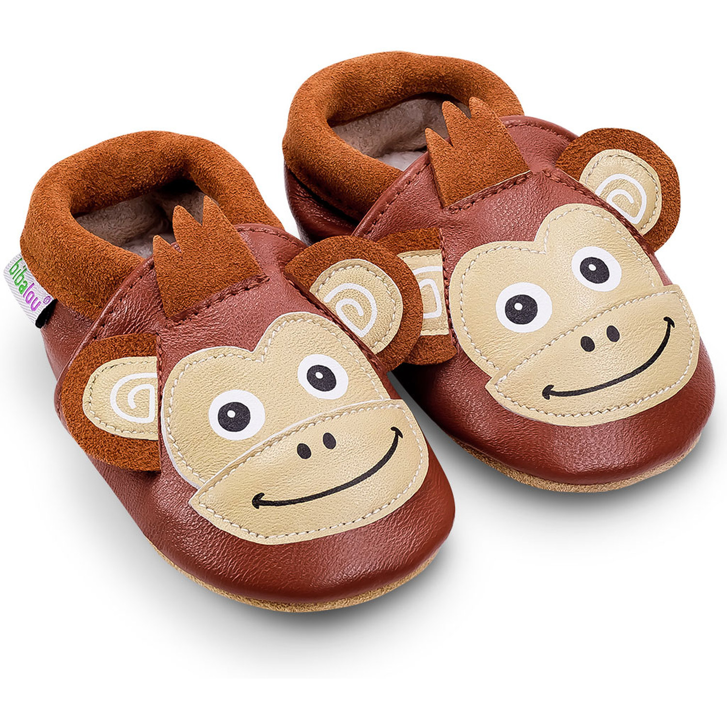 Chaussons bébé en cuir souple Coco le Singe