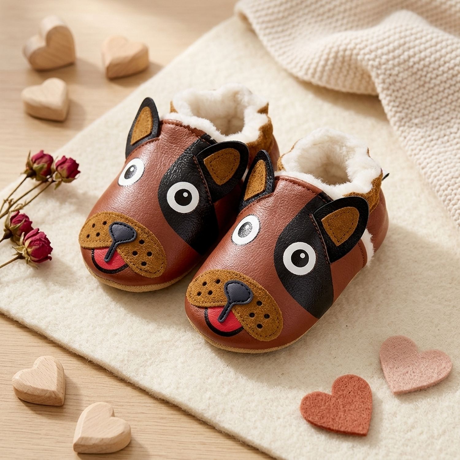 chaussons-bebe-cuir-souple-fourres-georges-le-bouledogue-mise-en-scene-coeurs-3