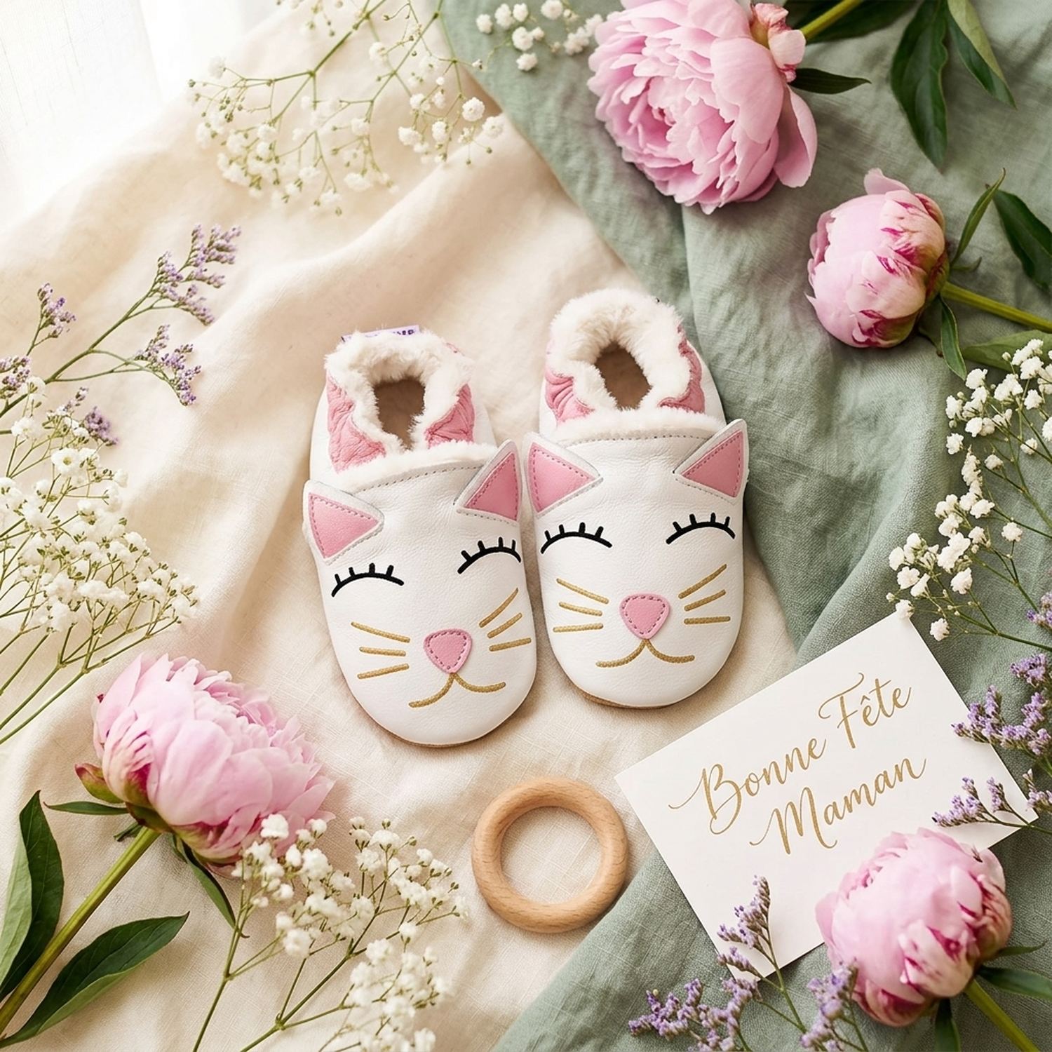 chaussons-bebe-cuir-souple-fourres-madame-chat-mise-en-scene-fete-des-meres-3