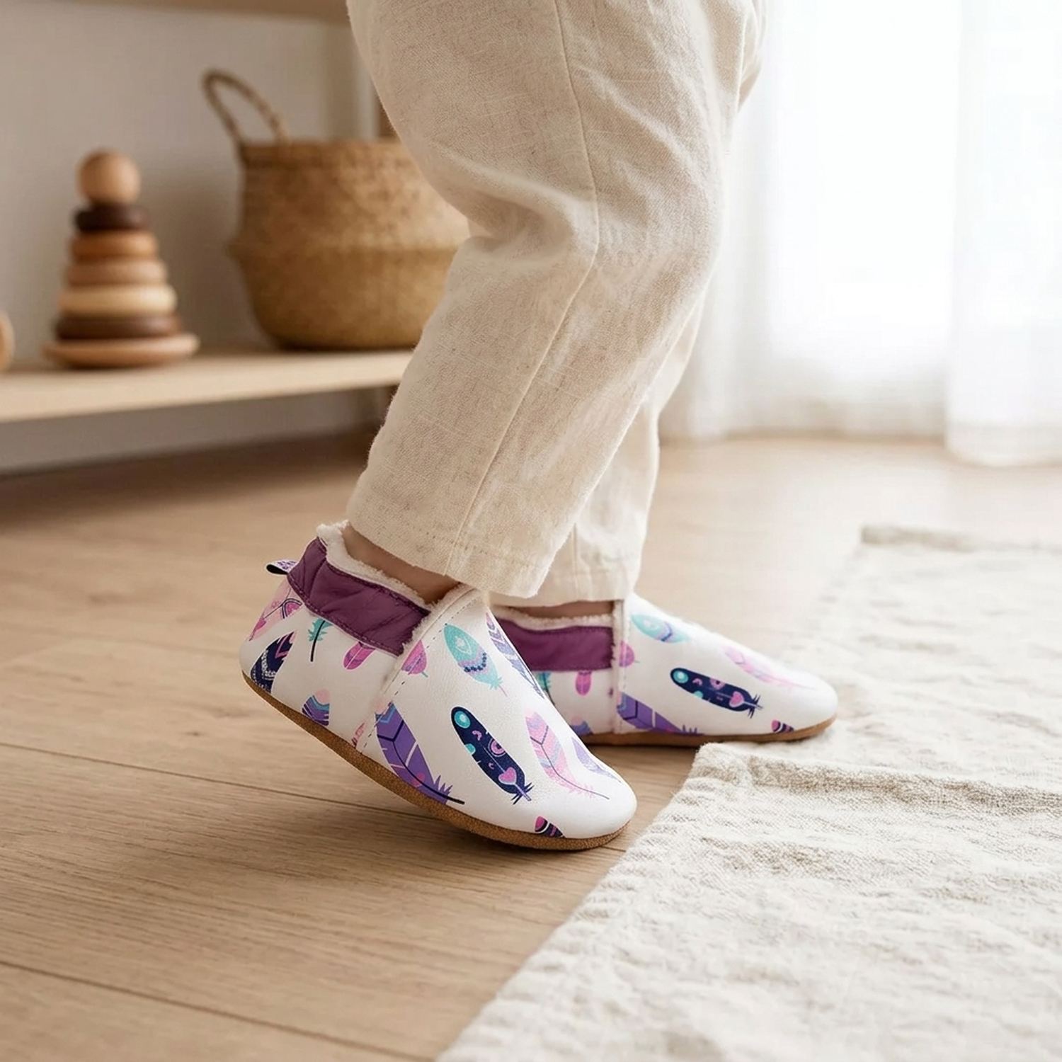 chaussons-bebe-cuir-souple-fourres-imprime-indien-portee-bebe-5