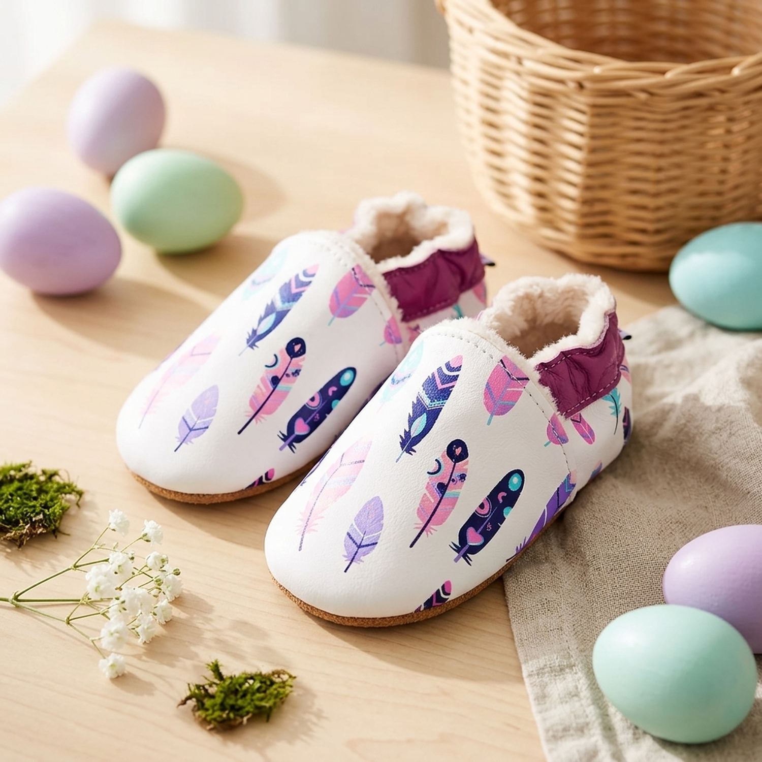 chaussons-bebe-cuir-souple-fourres-imprime-indien-mise-en-scene-paques-6