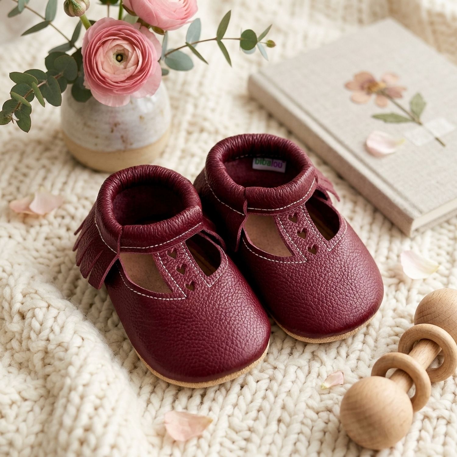 chaussons-bebe-cuir-souple-ouverts-bordeaux-mise-en-scene-fleurs-4