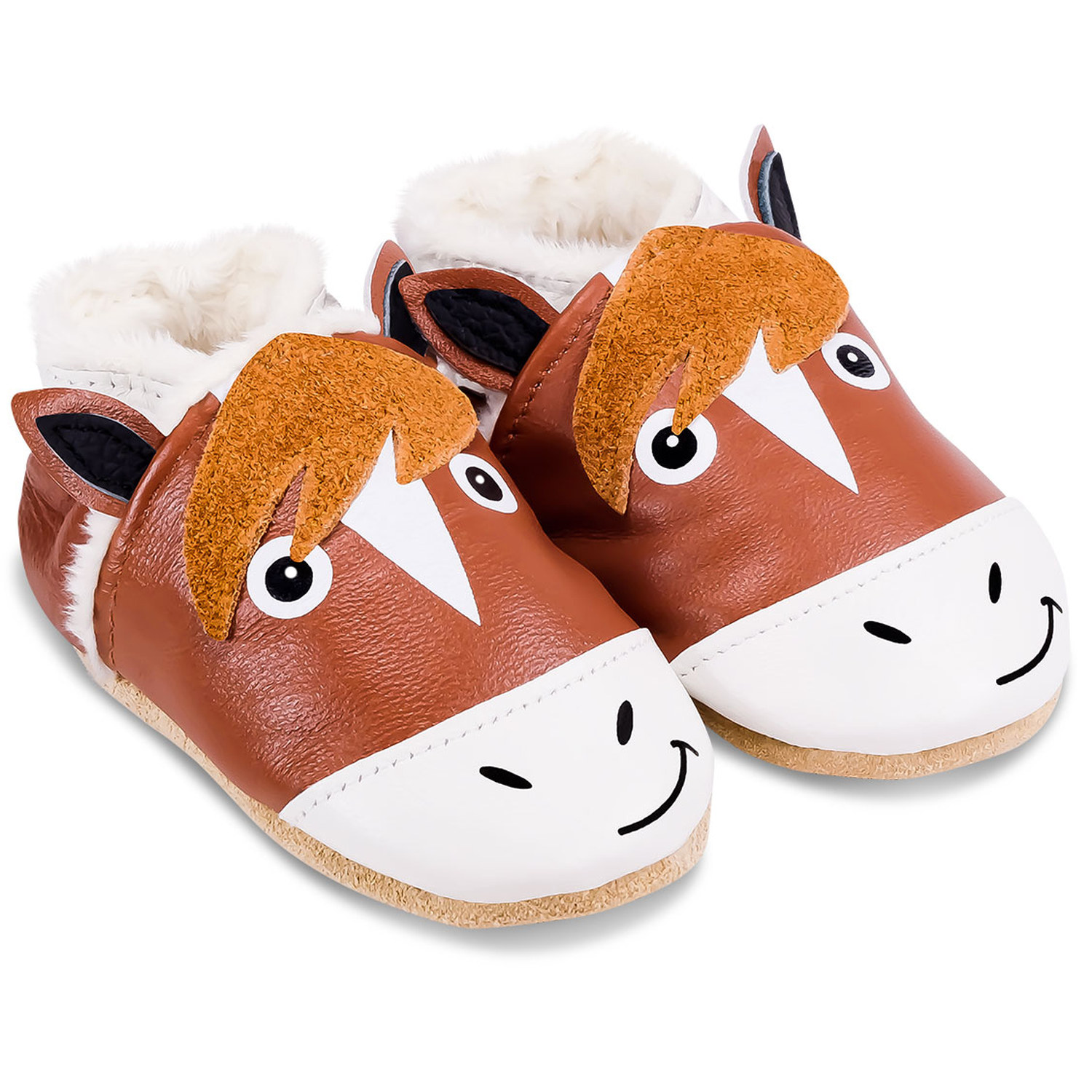 Chaussons cuir souple fourrés Perceval le Cheval