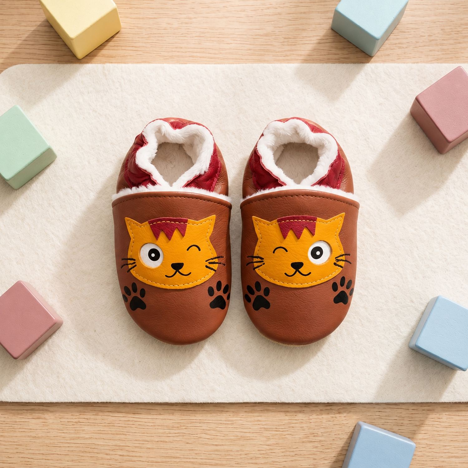 chaussons-bebe-cuir-souple-fourres-nougat-le-chat-vue-dessus-new1