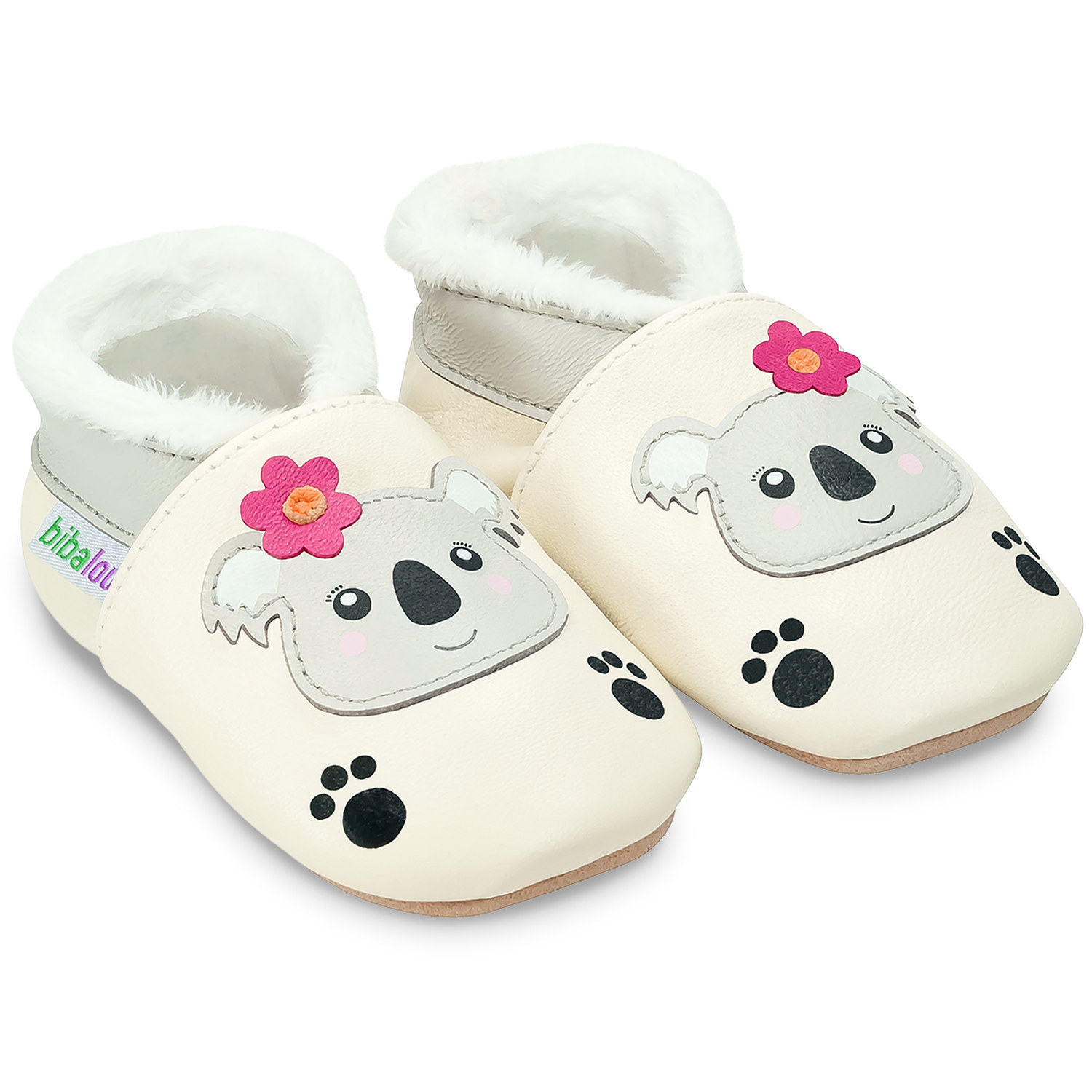 Chaussons fourrés en cuir souple Lola la Koala