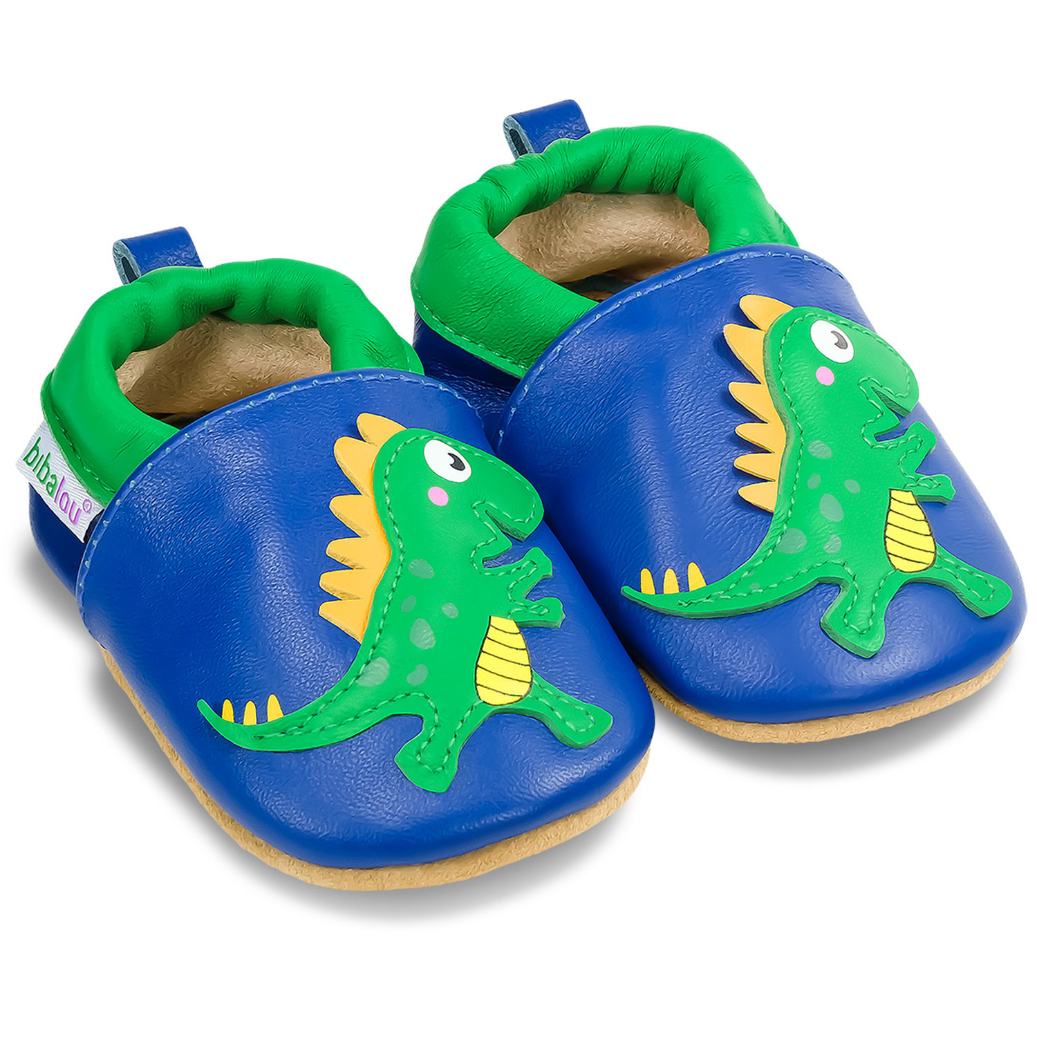 Chaussons enfant en cuir souple Victor le Dinosaure