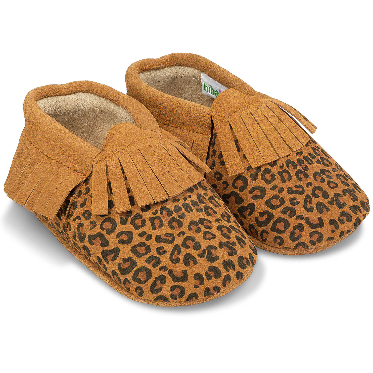 Mini Moccs en cuir souple Nubuck Léopard