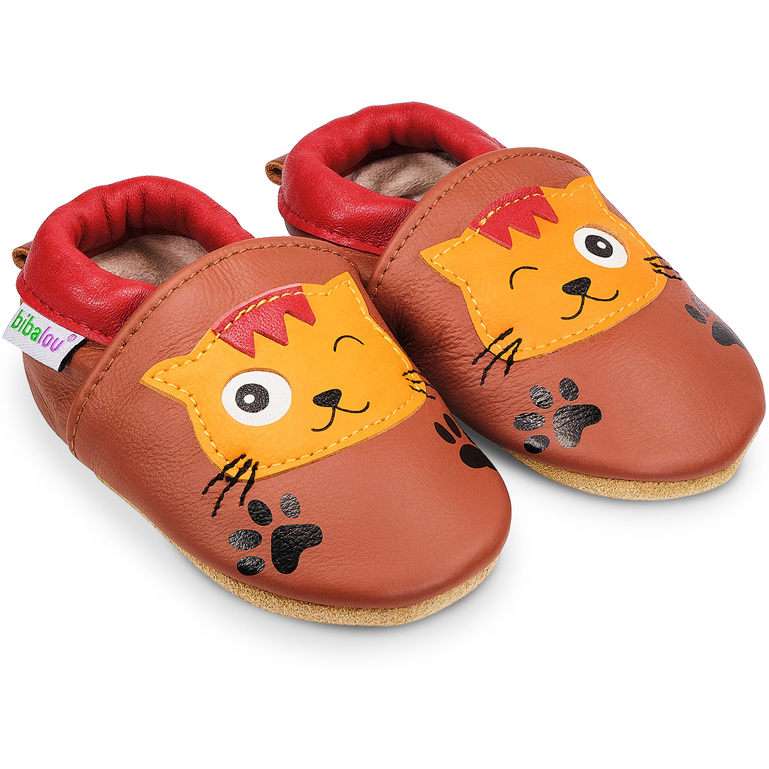 Chaussons bébé en cuir souple Nougat le Chat