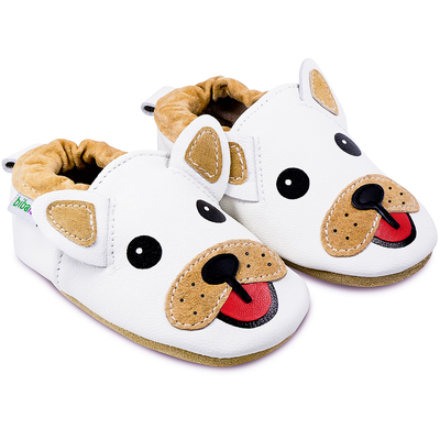 Chaussons bébé en cuir souple Georges le Bouledogue