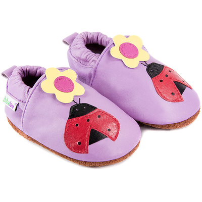 Chaussons bébé en cuir souple En Pleine Nature - lilas