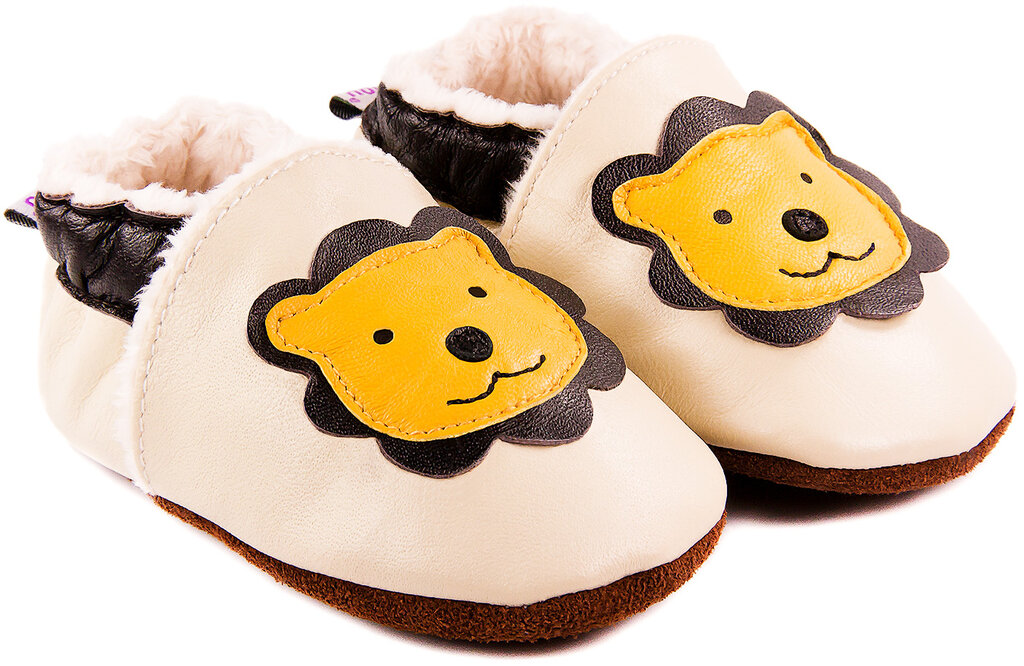 Chaussons Bébé Billy Le Lion En Cuir Souple - Marque Liloopop - Confort Et Souplesse Garantis
