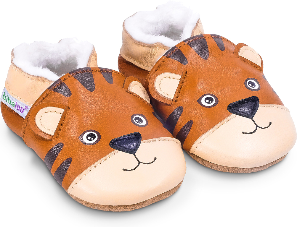 Chaussons fourrés en cuir souple Tigrou le Tigre