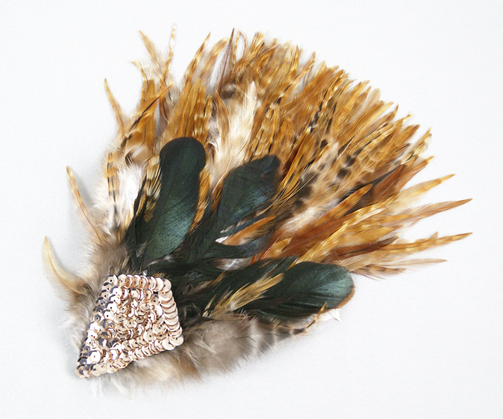 broche plume coq strass