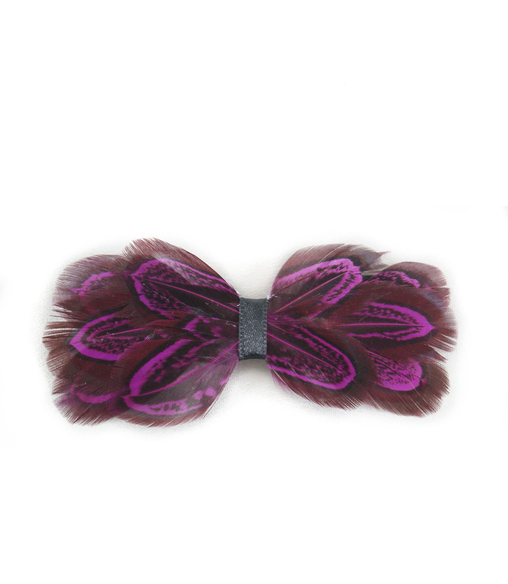 broche noeud plume faisan hot pink