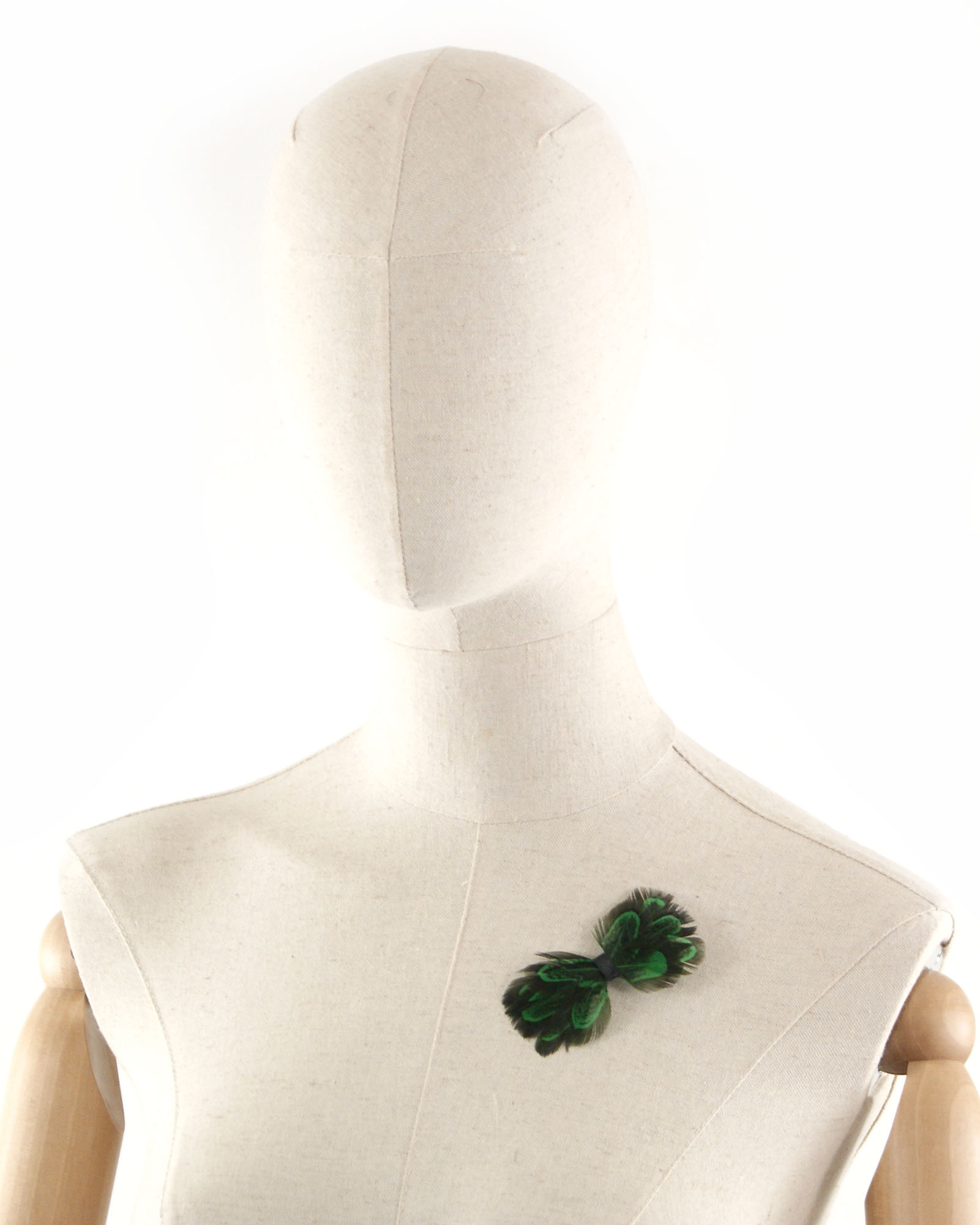 broche noeud plume faisan vert jungle