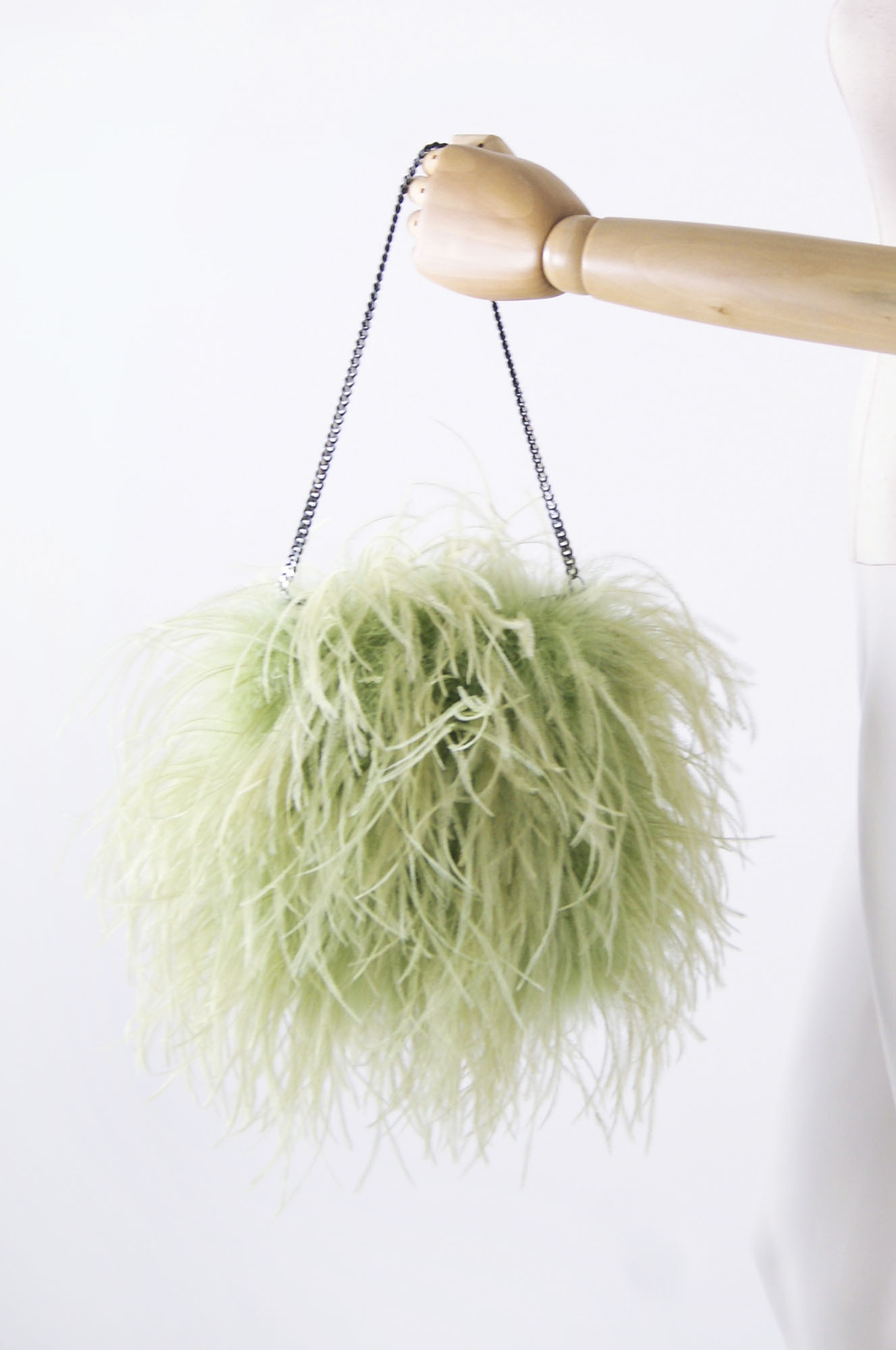 sac plume autruche vert celadon