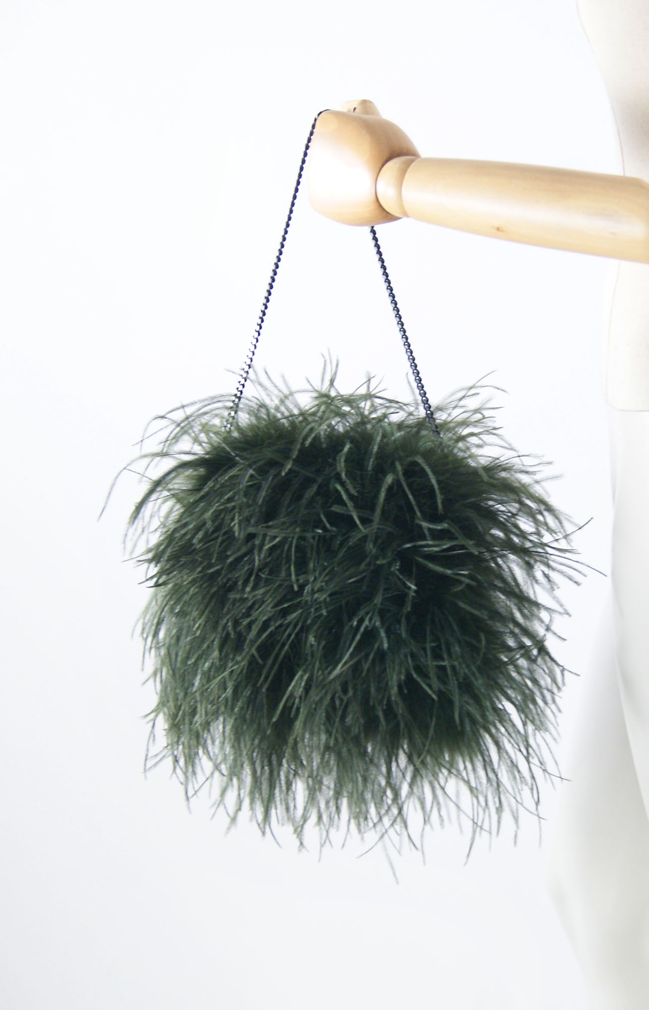 sac plume autruche vert fonce