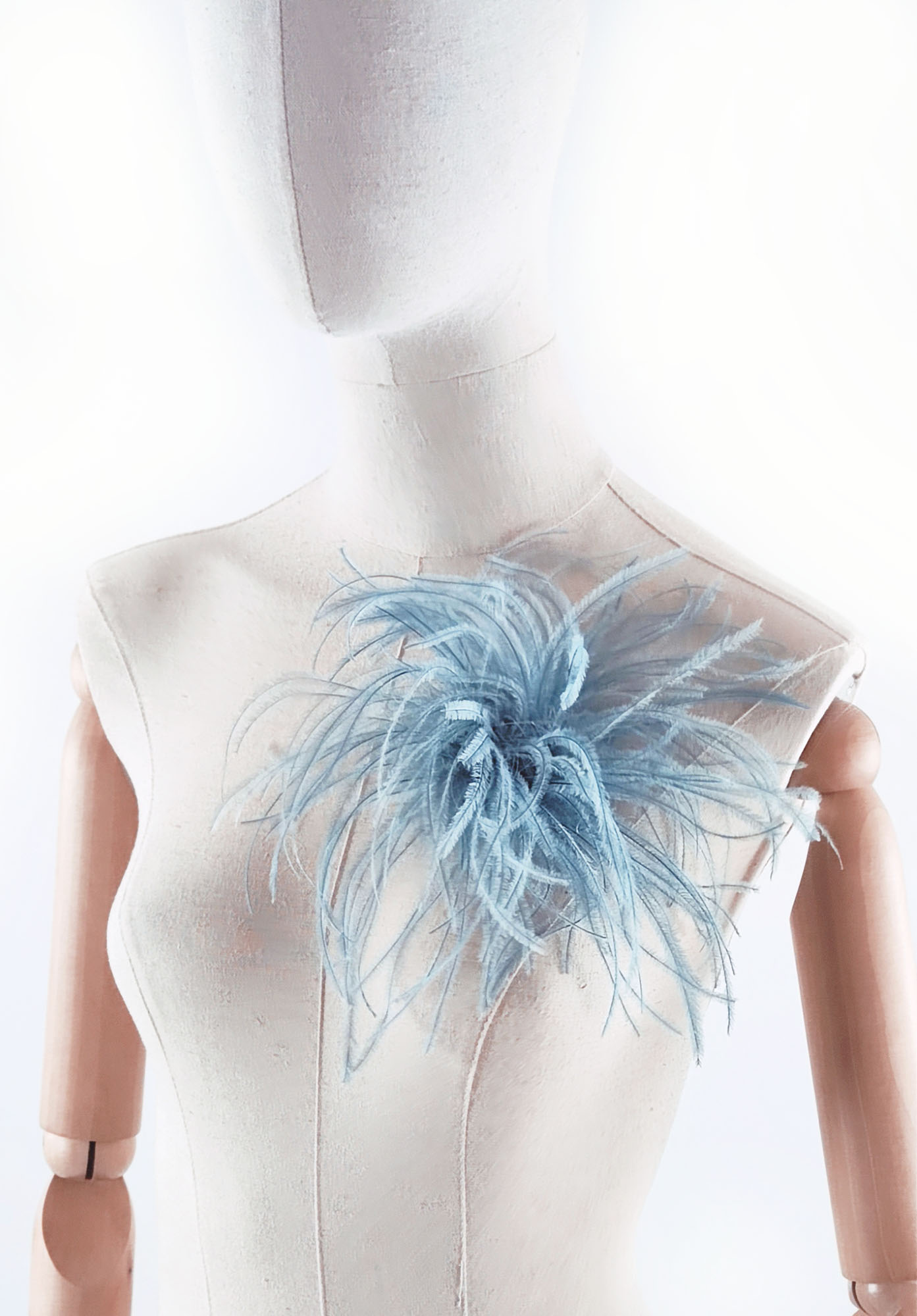 ponpon plume autruche bleu polaire