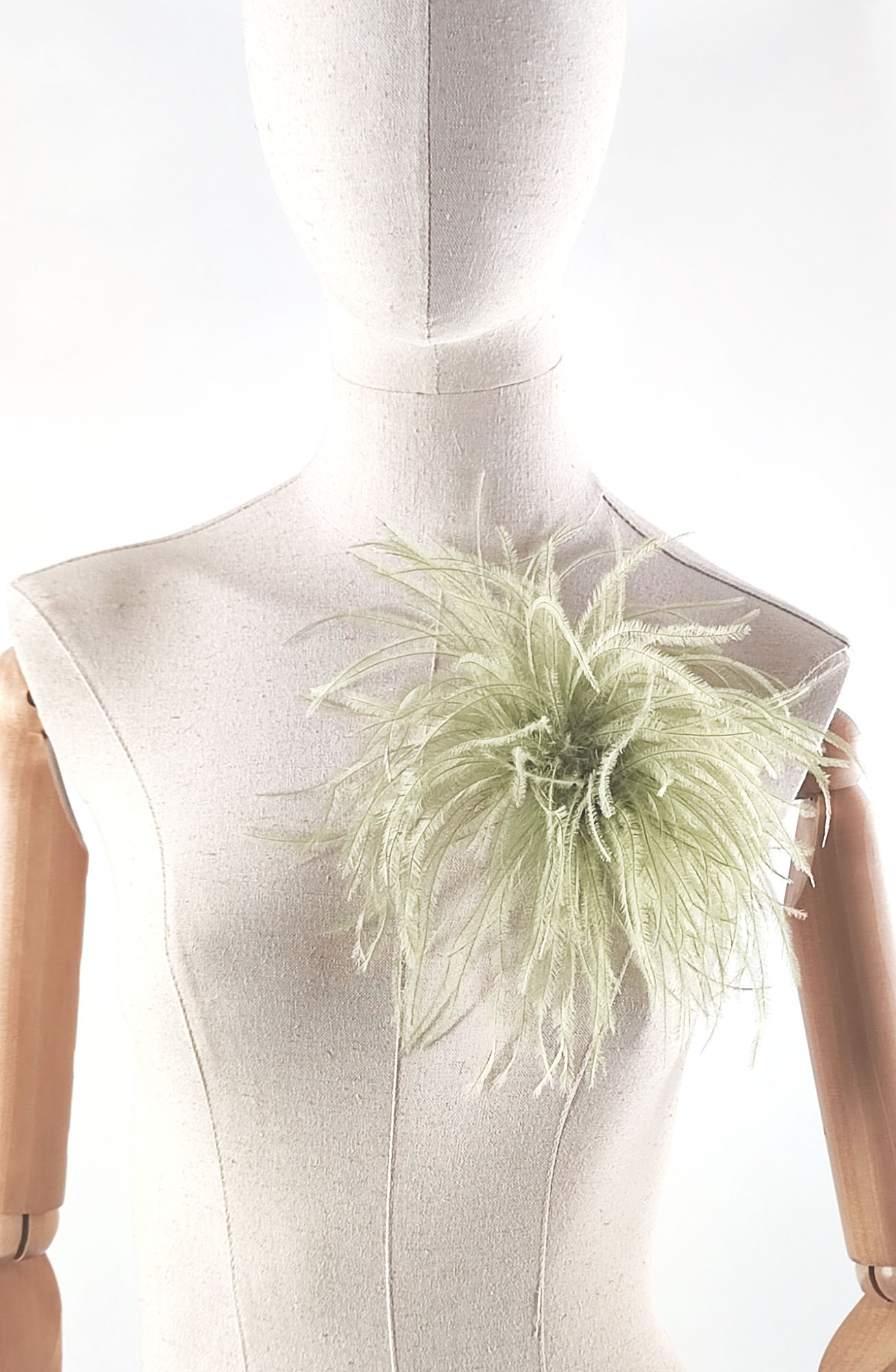 ponpon plume autruche vert celadon