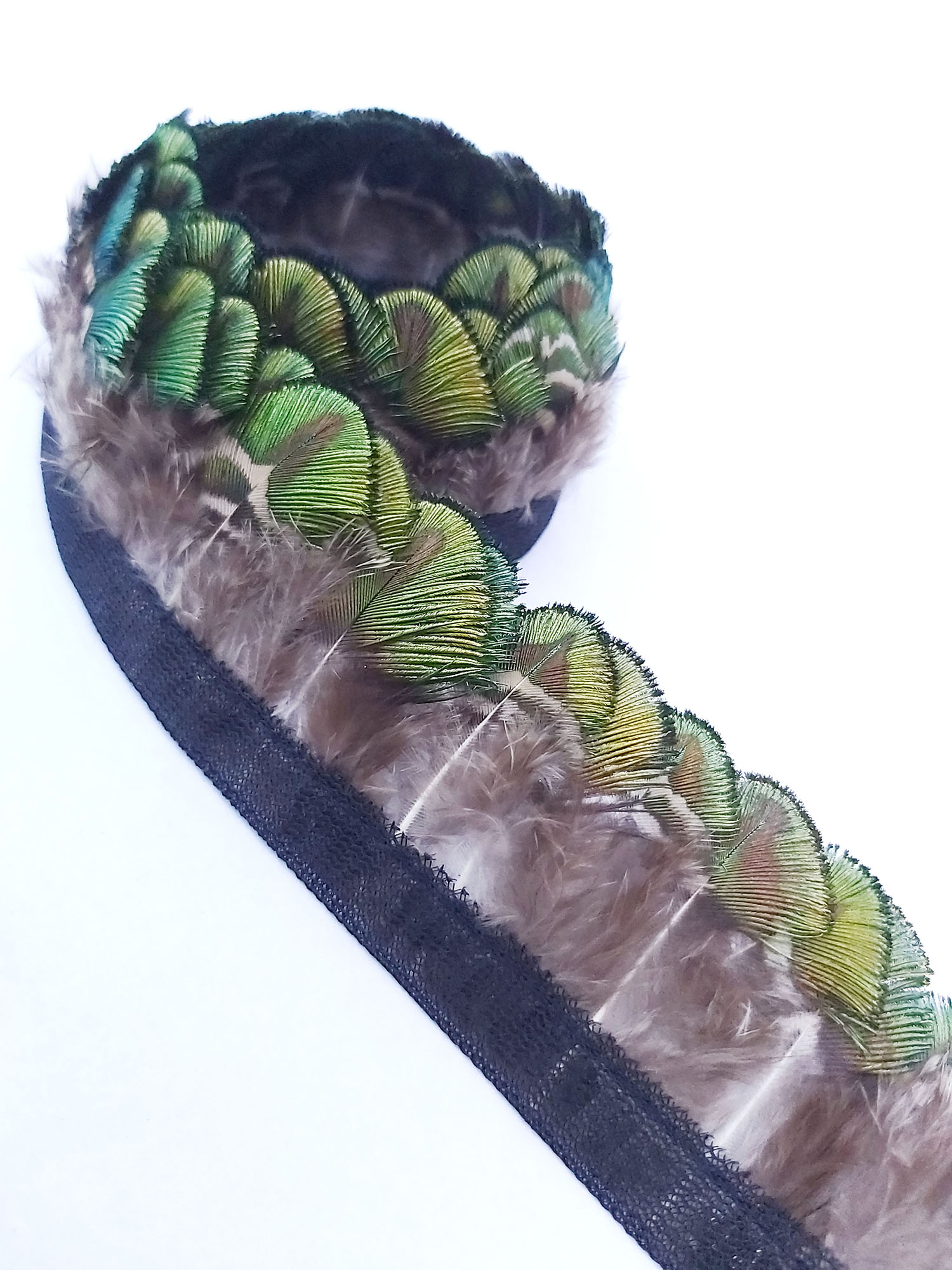 frange plume pan vert naturel