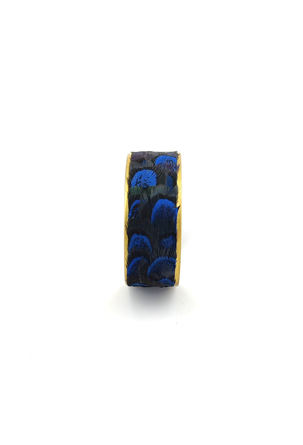 bracelet manchette plume faisan bleu