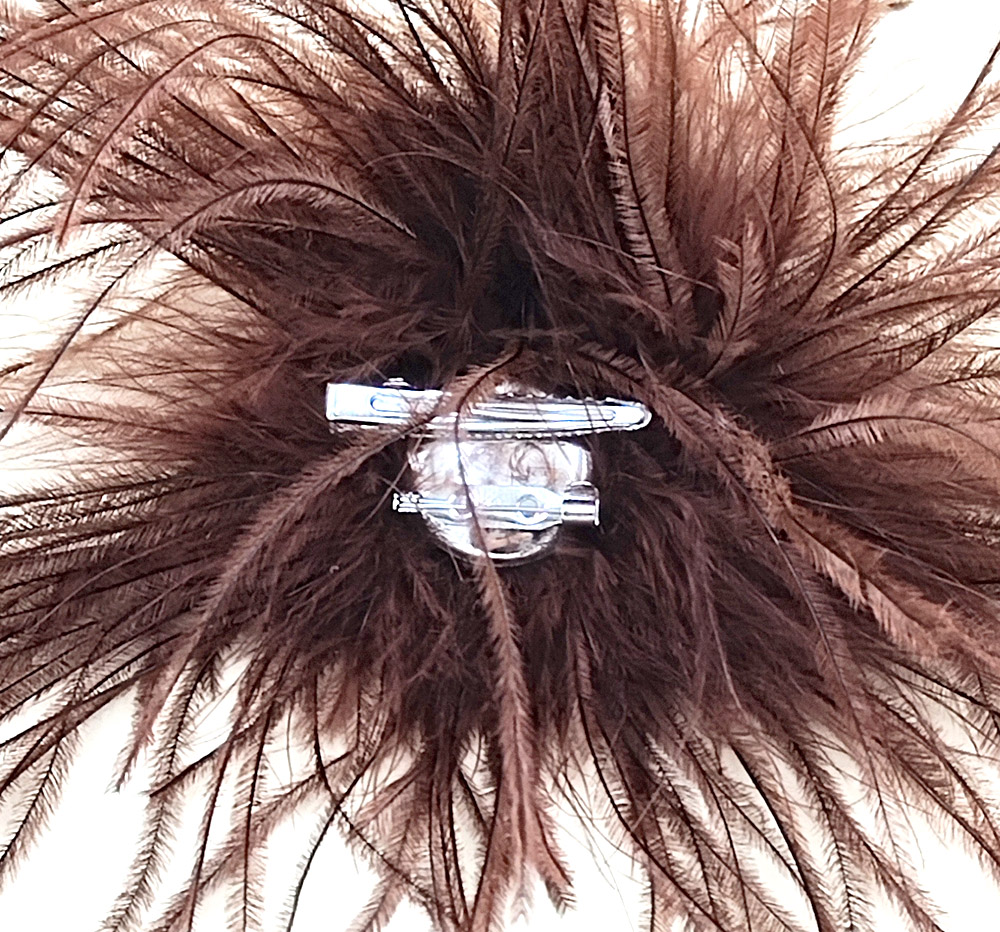 pompon plume autruche marron caramel