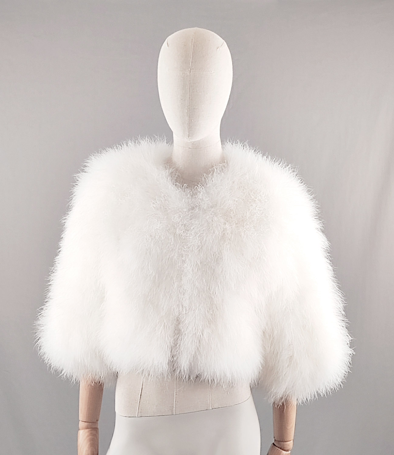 veste plume mariée ivoire