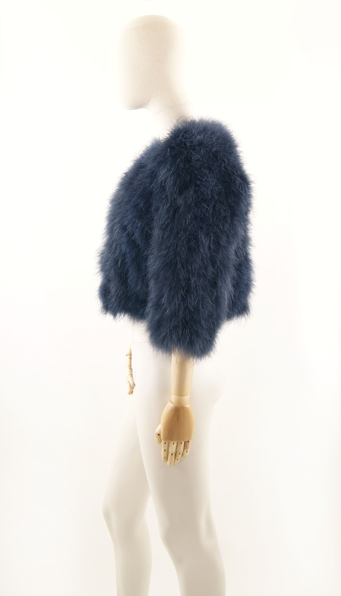 bolero plume bleu marine femme