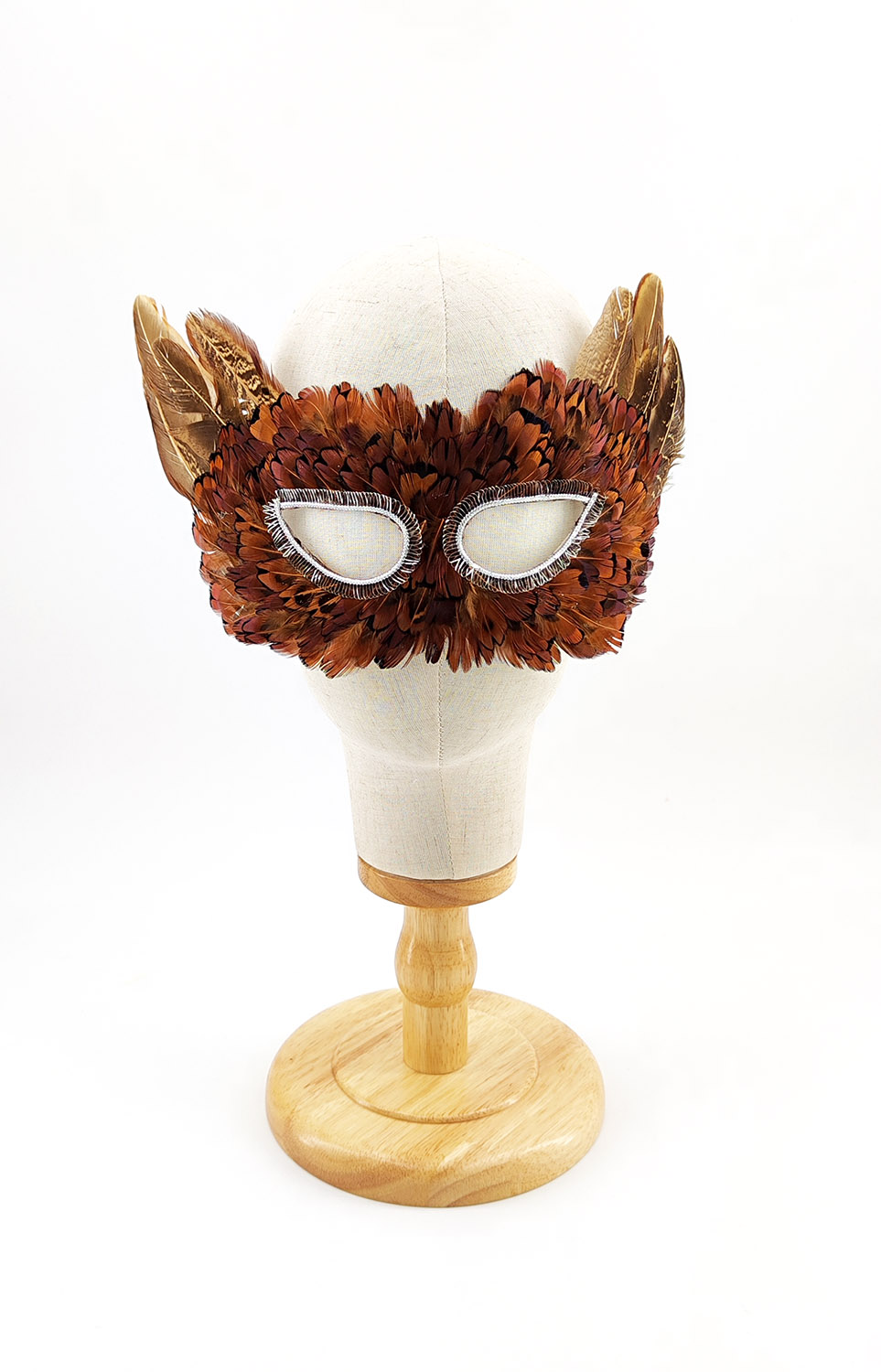 masque plume faisan naturelle marron