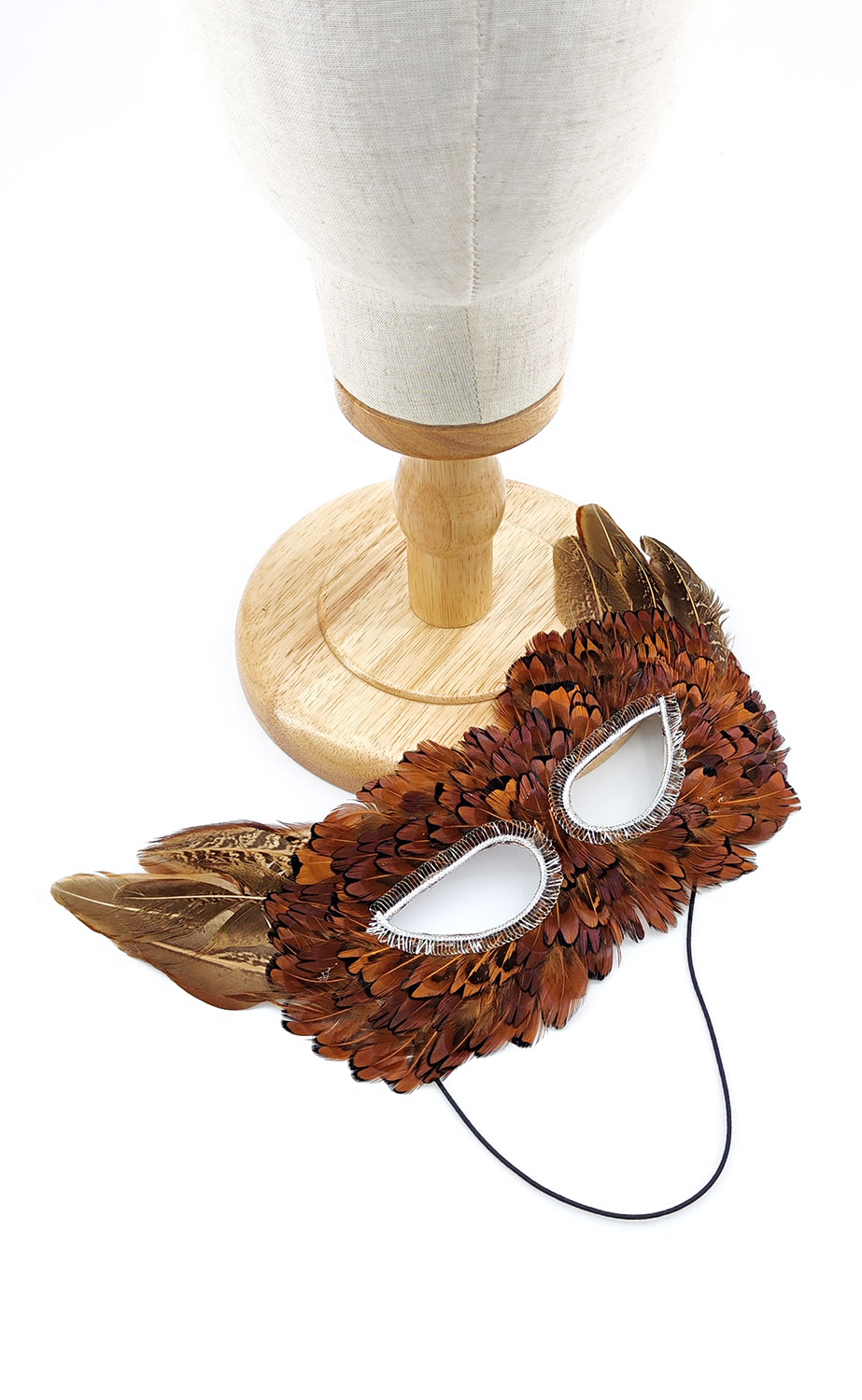 masque plume faisan naturelle maron