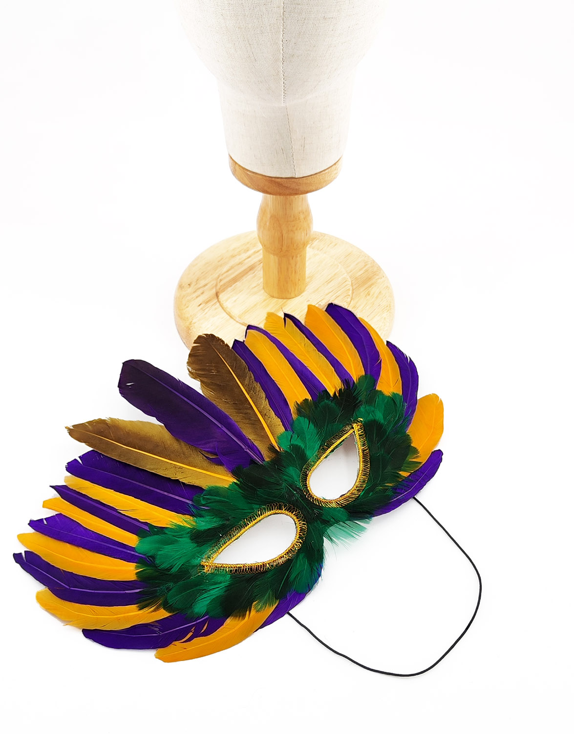 masque plume oie faisan violet jaune