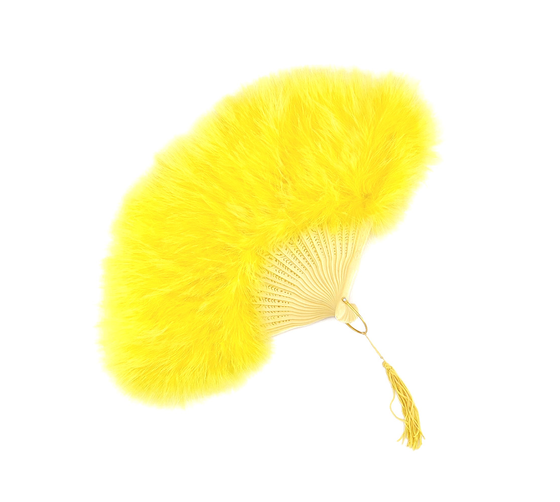 eventail plume dinde marabout jaune