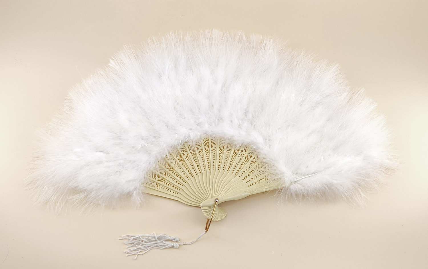 eventail plume dinde marabout blanc