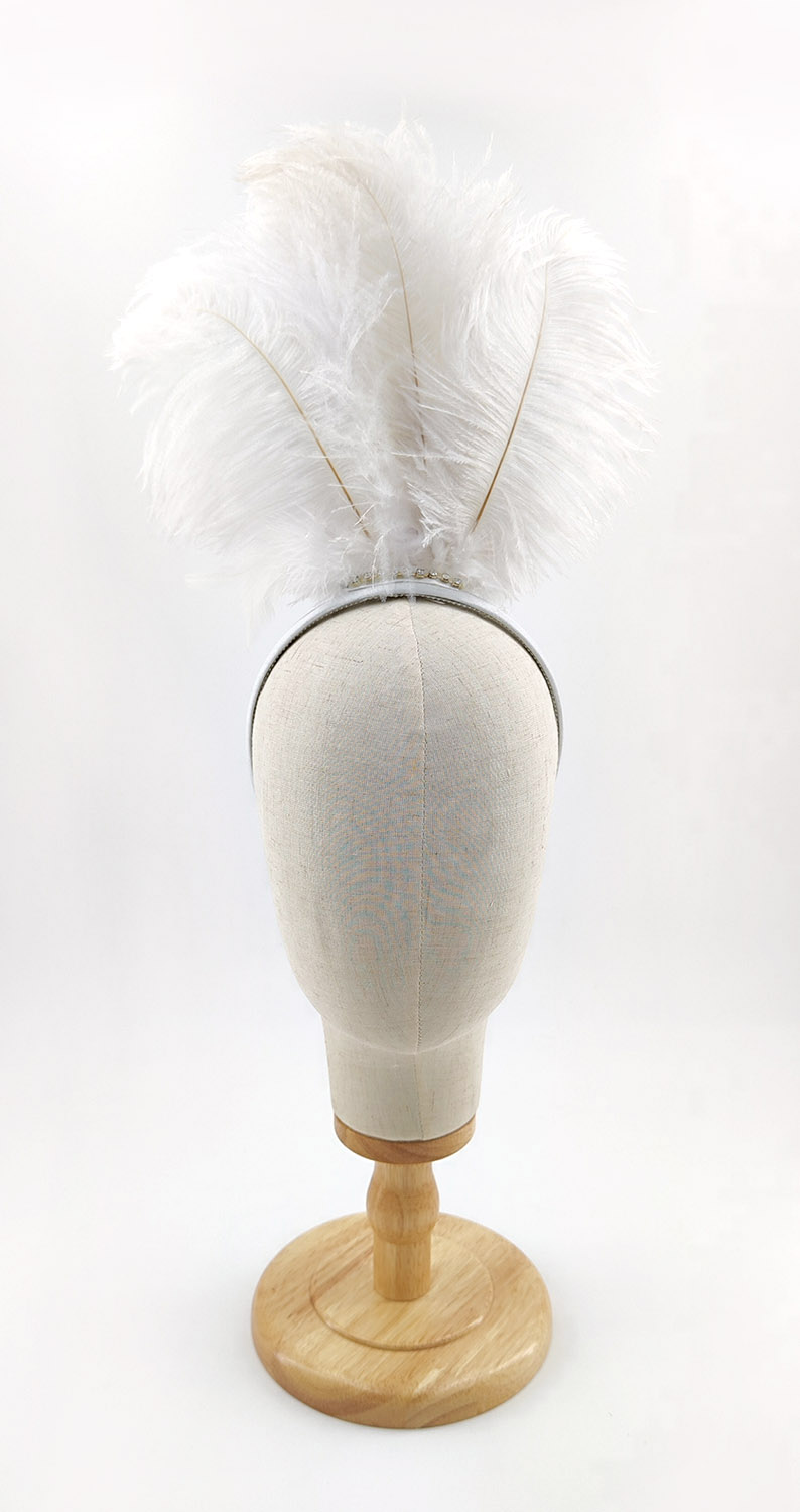 serre tete plume autruche blanc de qualite
