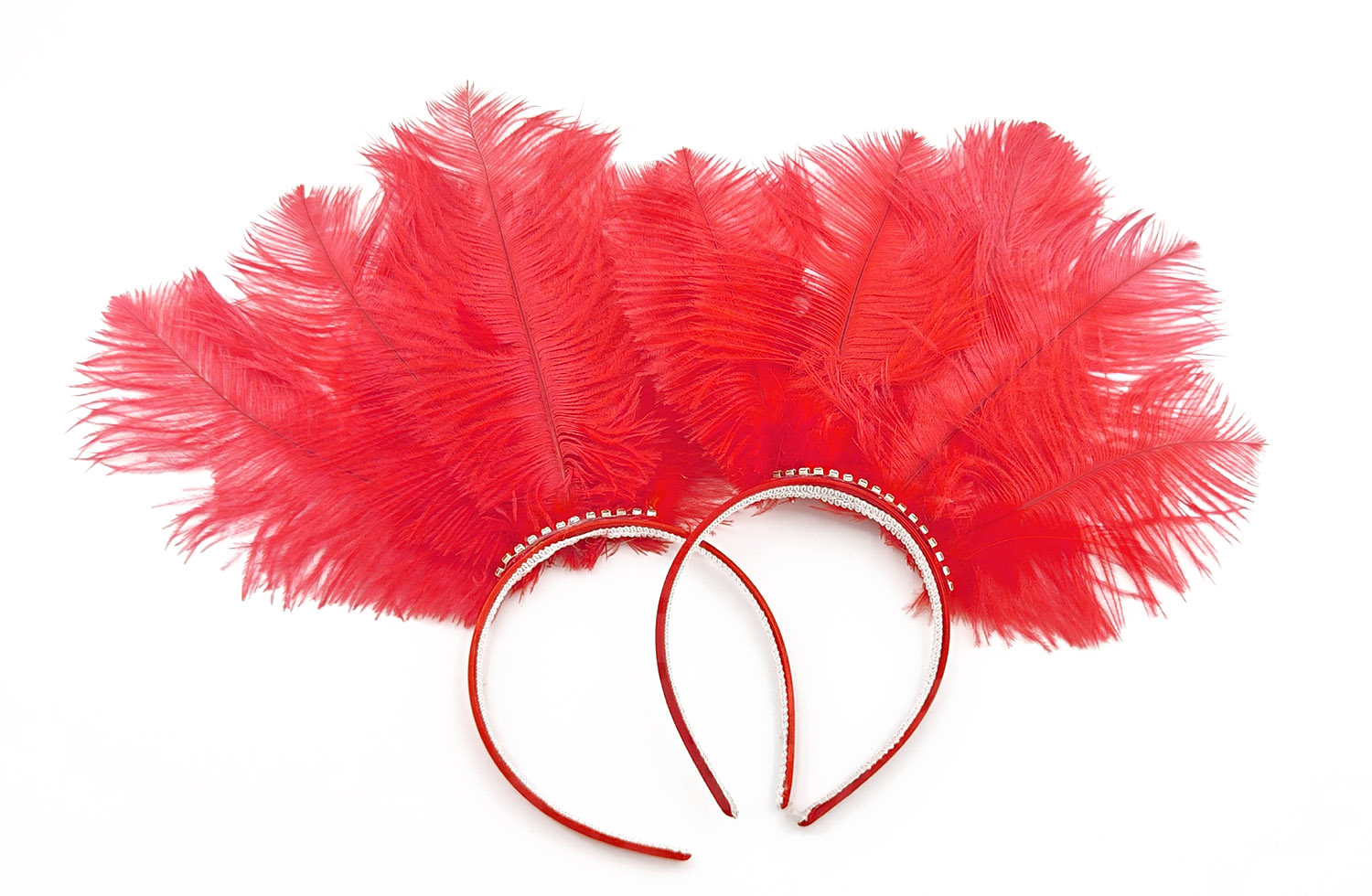 serre tete plume autruche rouge accessoire