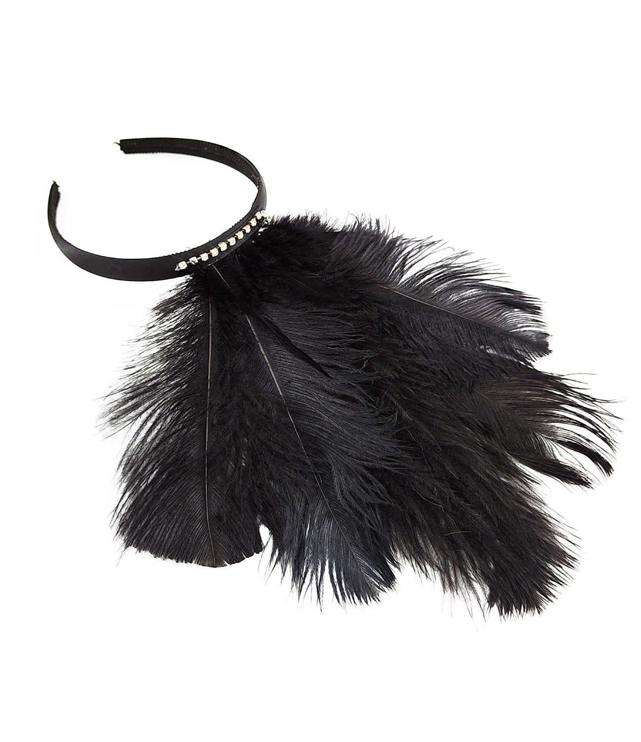 serre tete plume autruche noir accessoire