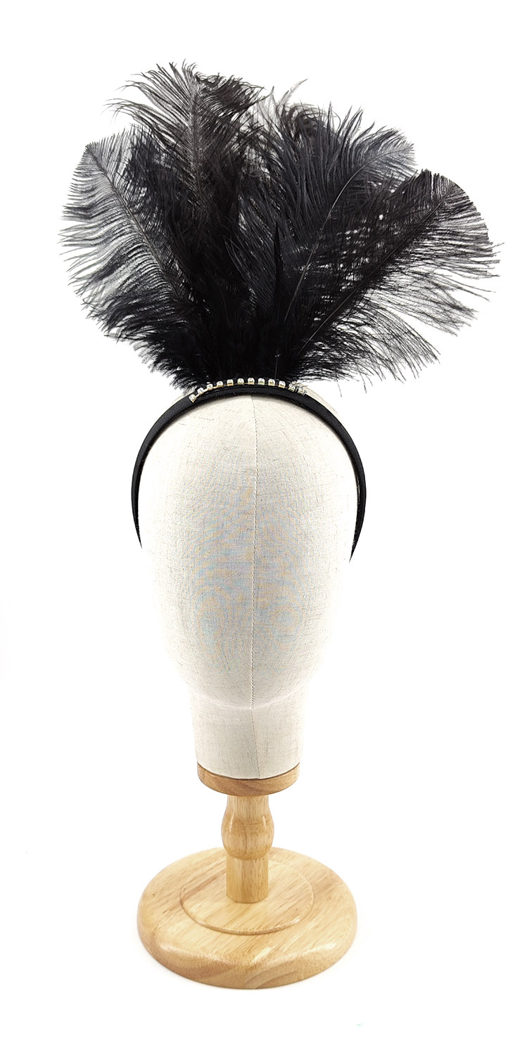 serre tete plume autruche noir de qualite