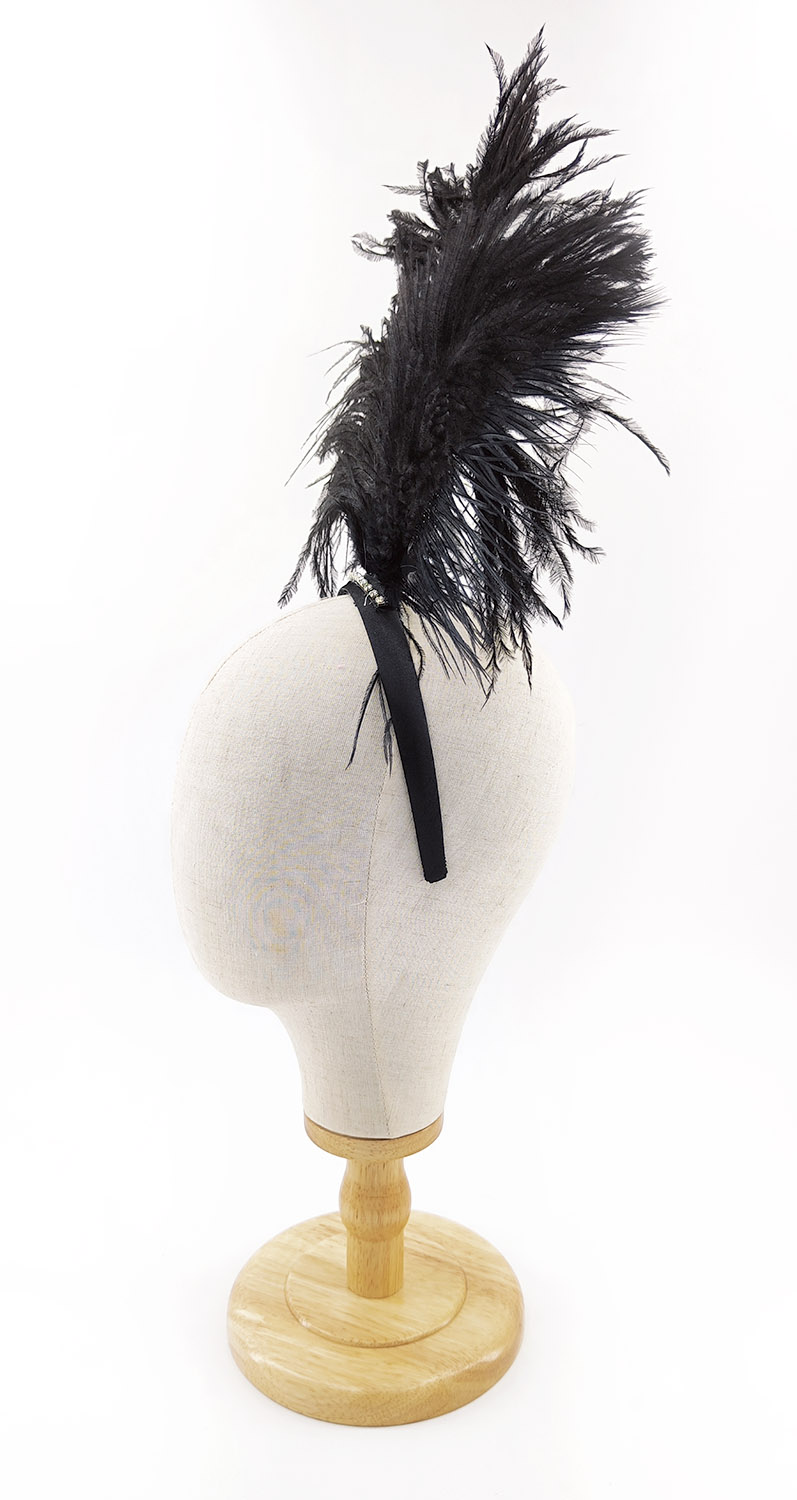 serre tete plume autruche beau noir