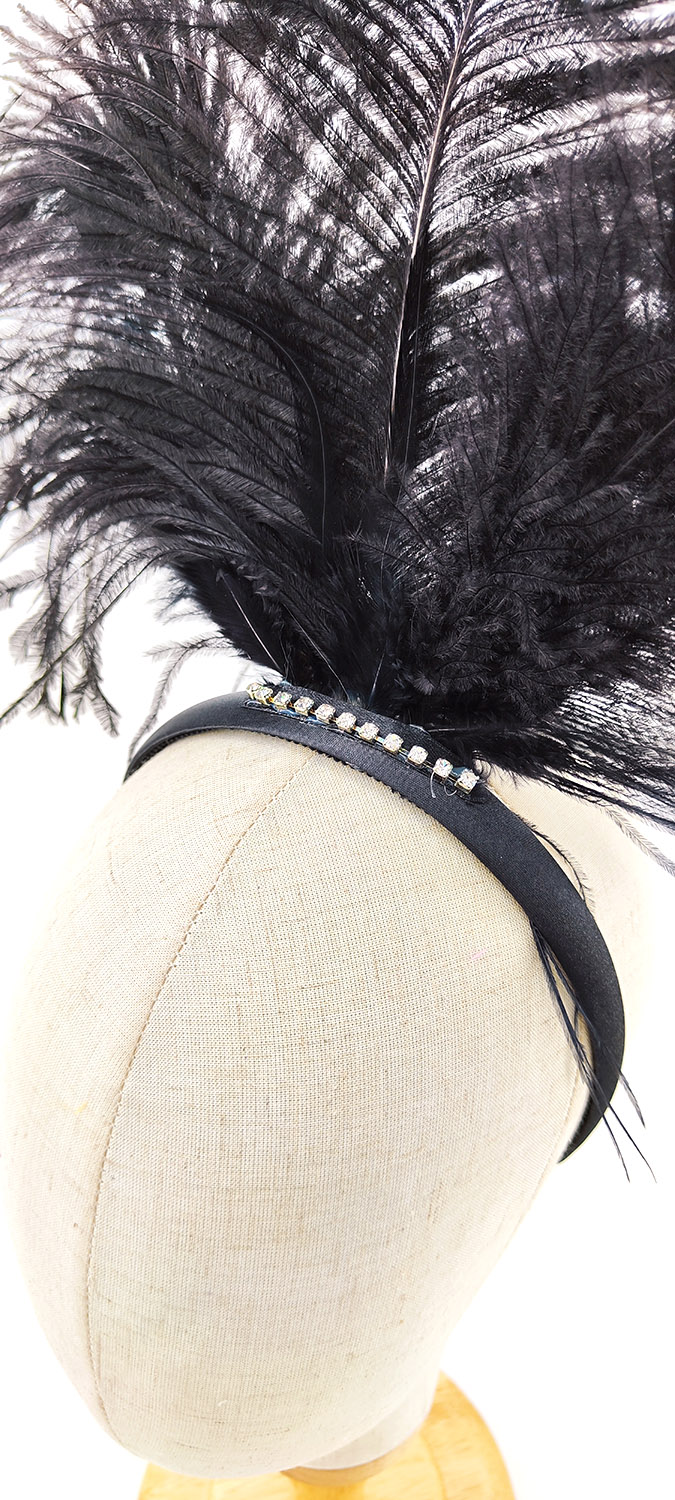serre tete plume autruche noir