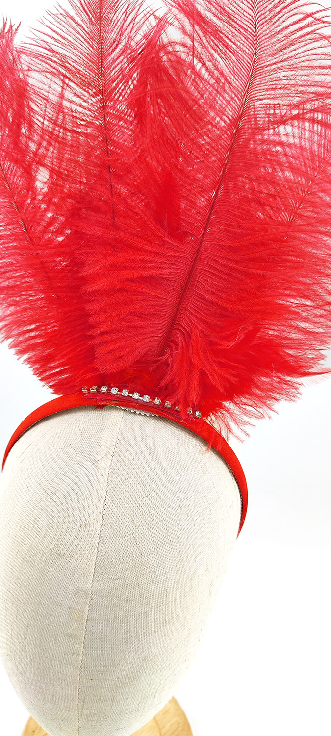 serre tete plume autruche rouge de qualite