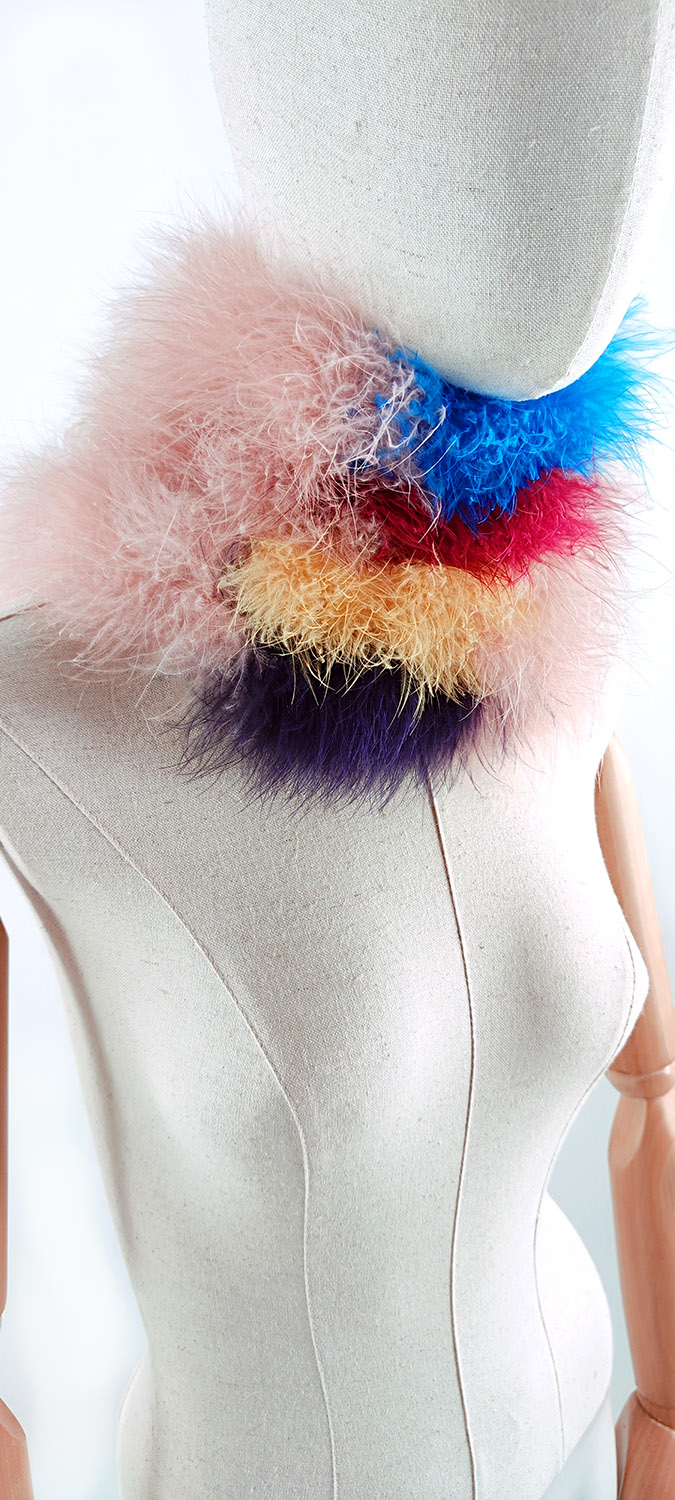 echarpe plume dinde jolie rose poudre