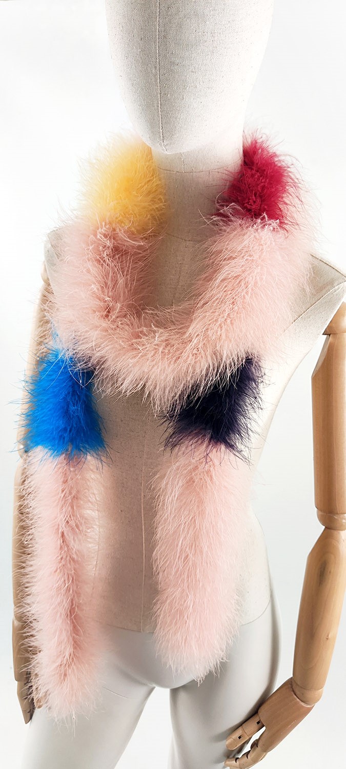 echarpe plume dinde rose poudre de qualite