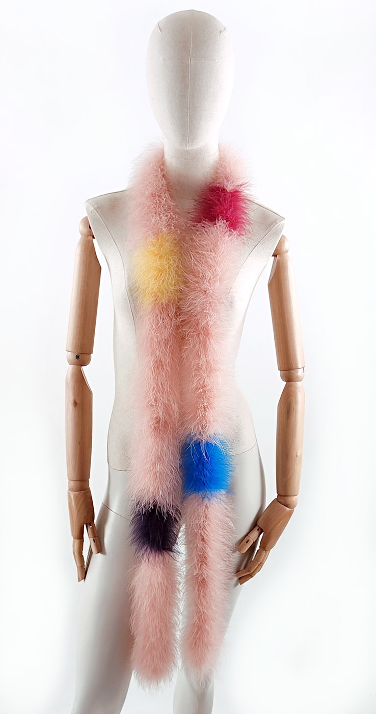 echarpe plume dinde rose poudre